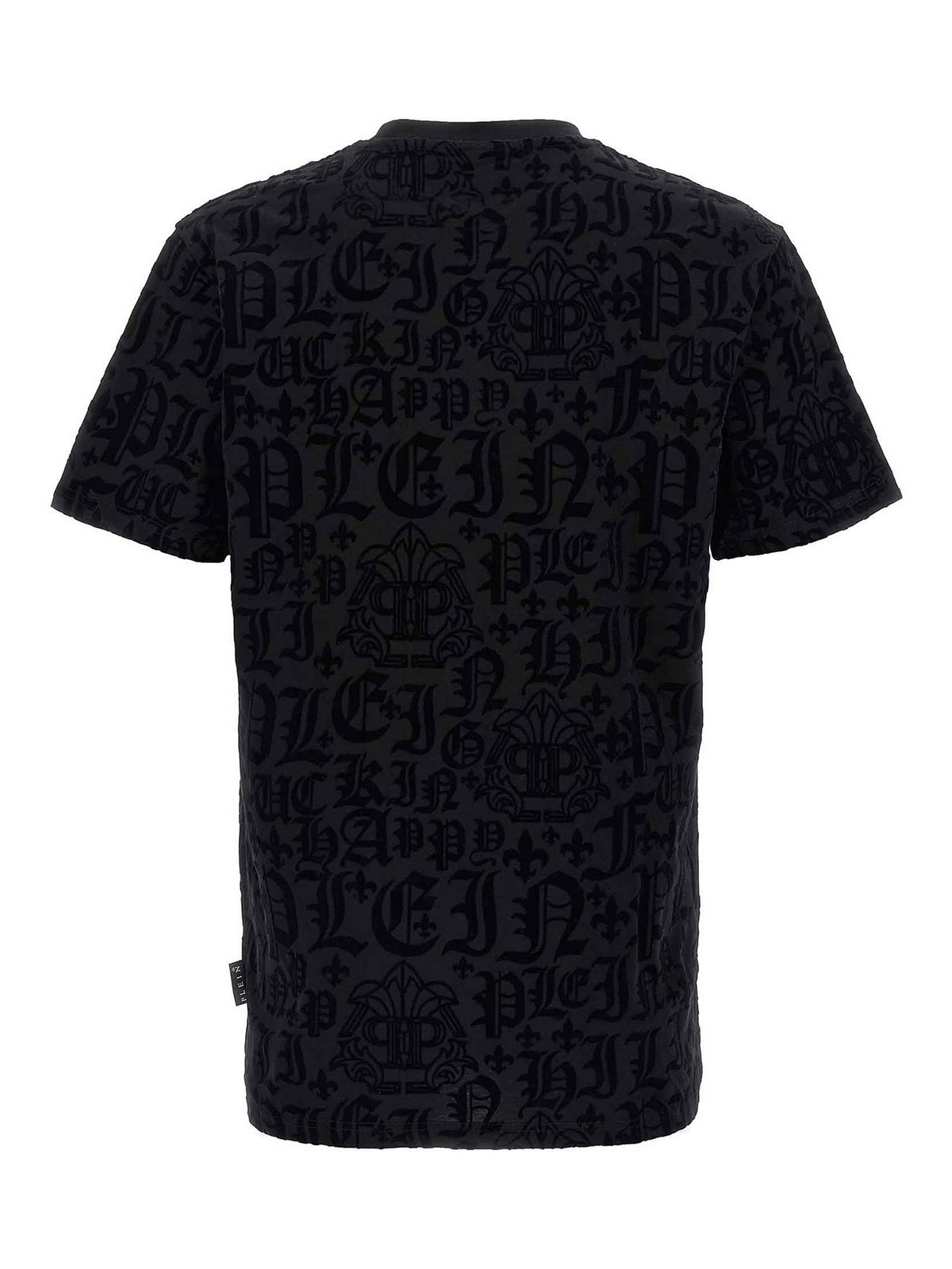 Philipp Plein Velvet Logo T-Shirt - Black | PAECMTK7884PJY002N02