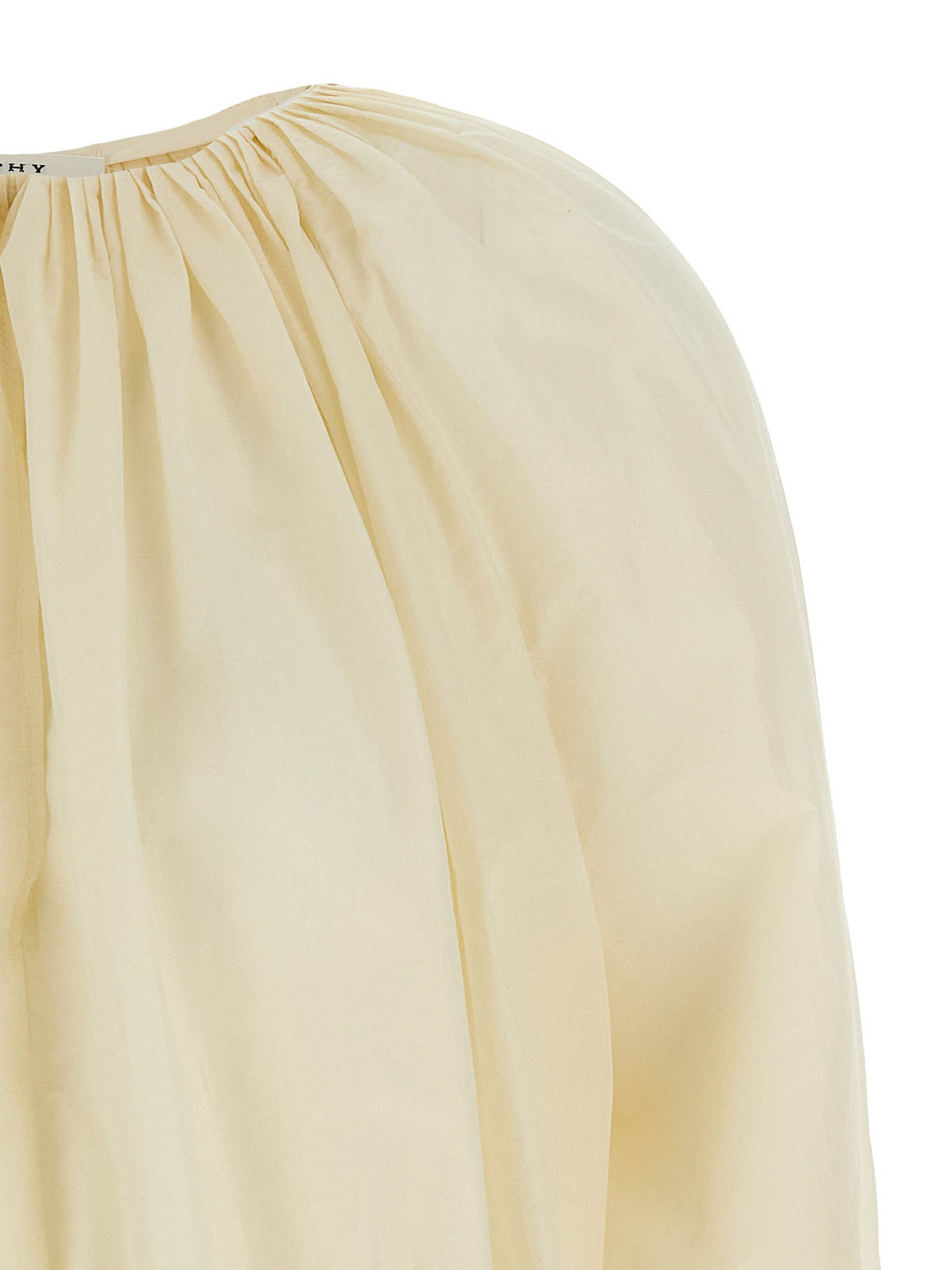 Philosophy Di Lorenzo Serafini White Top With Gathers And Elastic Waist With Drawstring In Tech Fabric Woman In Neutral