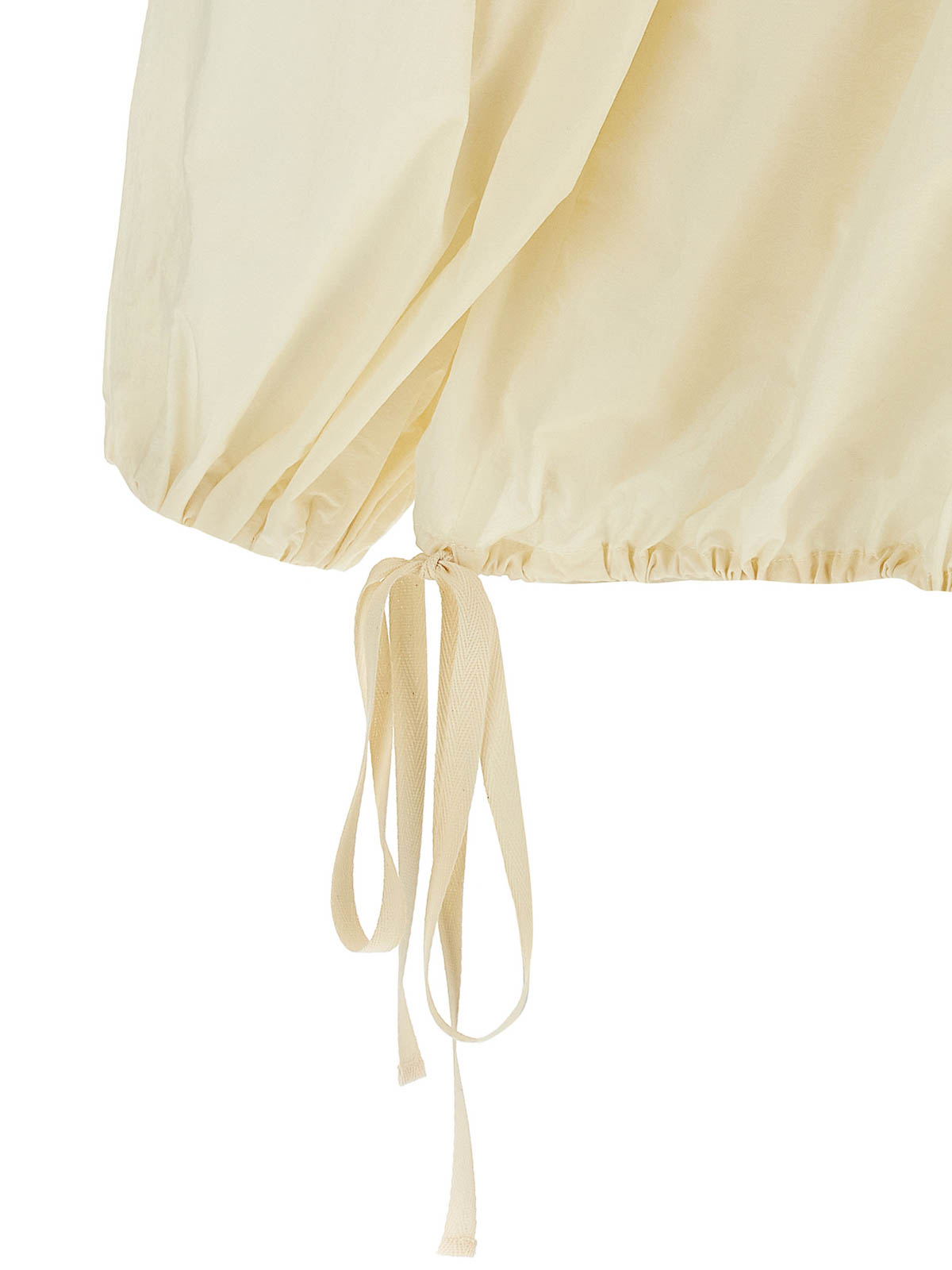 Philosophy Di Lorenzo Serafini White Top With Gathers And Elastic Waist With Drawstring In Tech Fabric Woman In Neutral