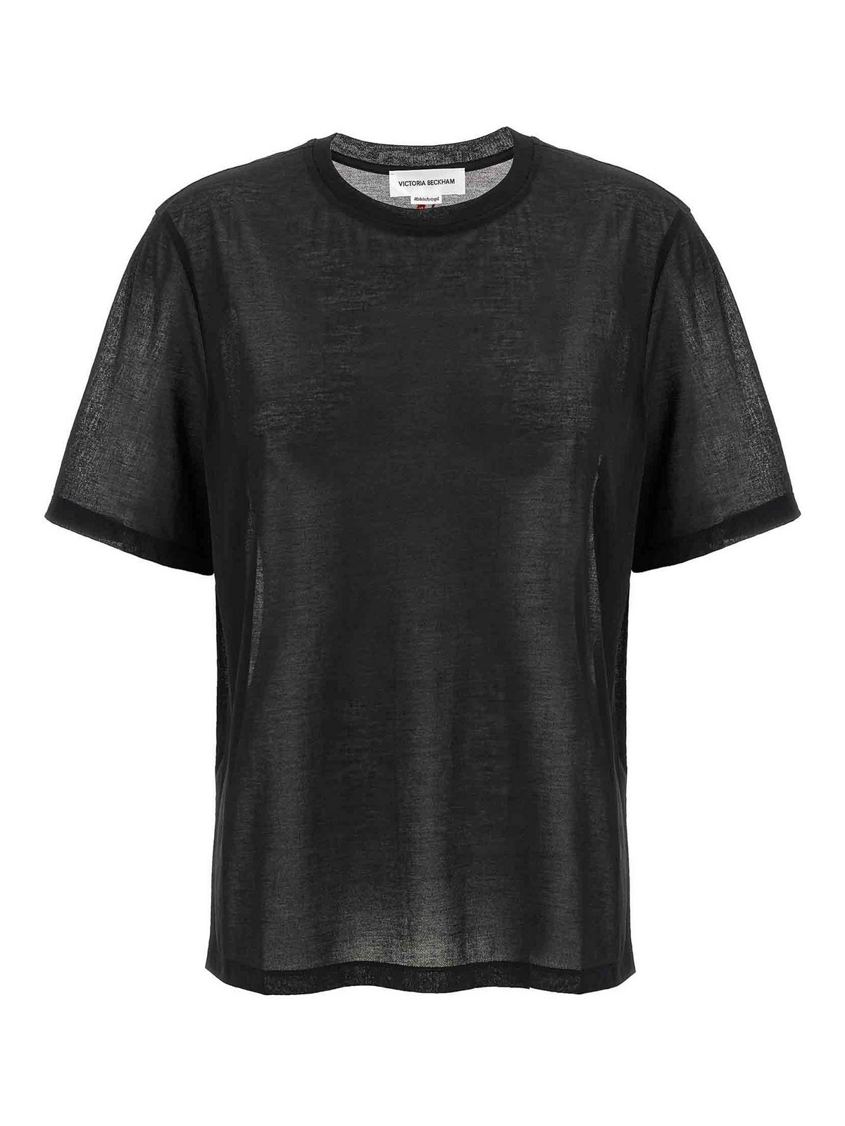 Tシャツ・カットソー VICTORIA BECKHAM Woman T-Shirt Black 1125JTS006165A BLACK Victoria Beckham Logo Embroidery T-Shirt - Black