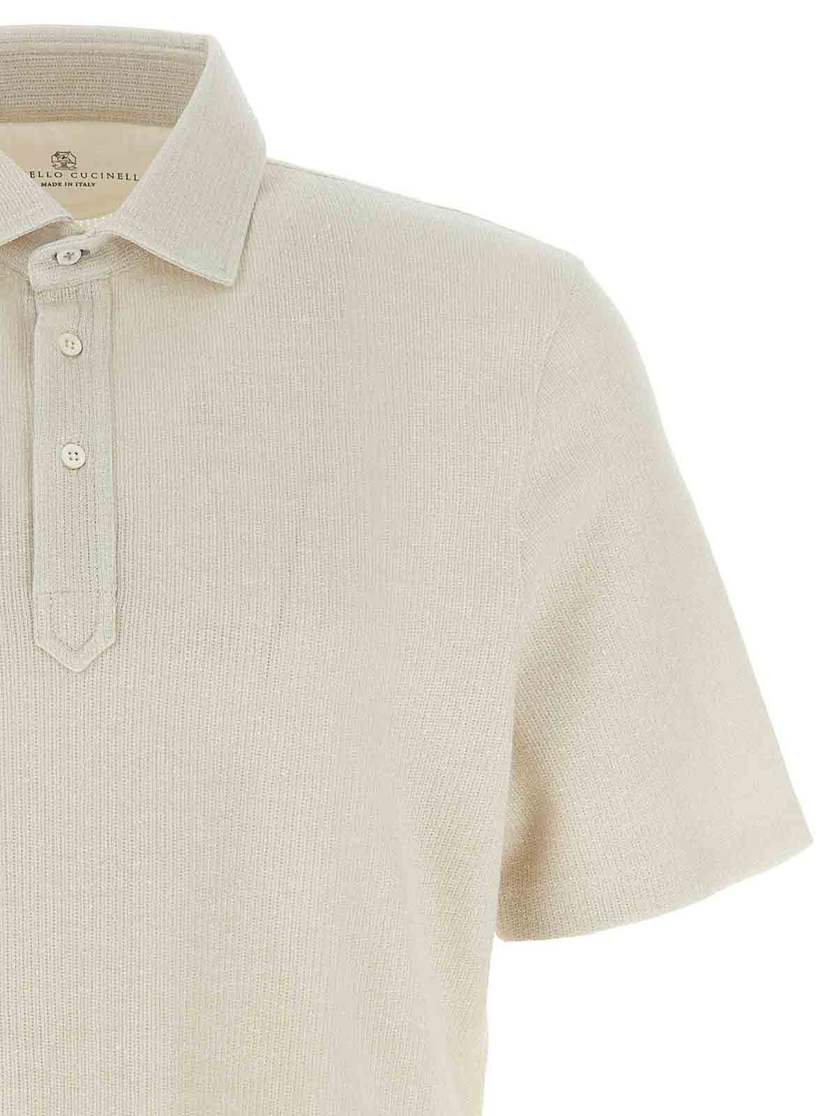 Brunello Cucinelli Linen Cotton Polo Shirt In Neutral