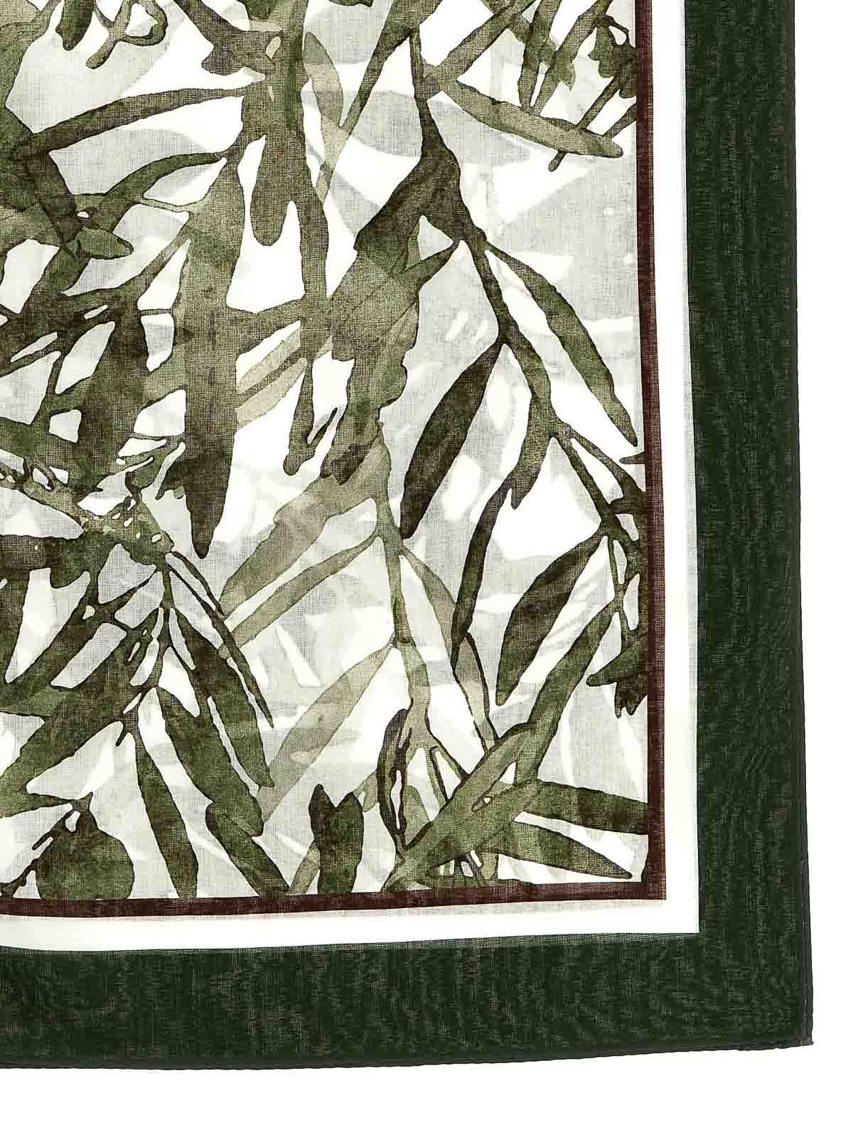 Brunello Cucinelli 'botanical Leaf Print Sheer Scarf' In Green