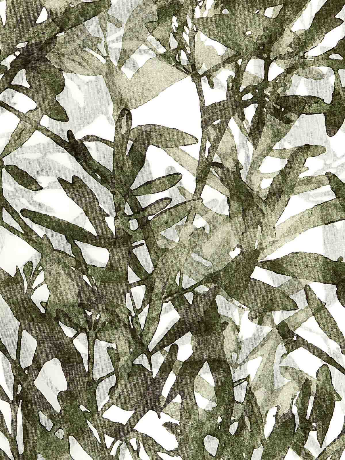 Brunello Cucinelli 'botanical Leaf Print Sheer Scarf' In Green