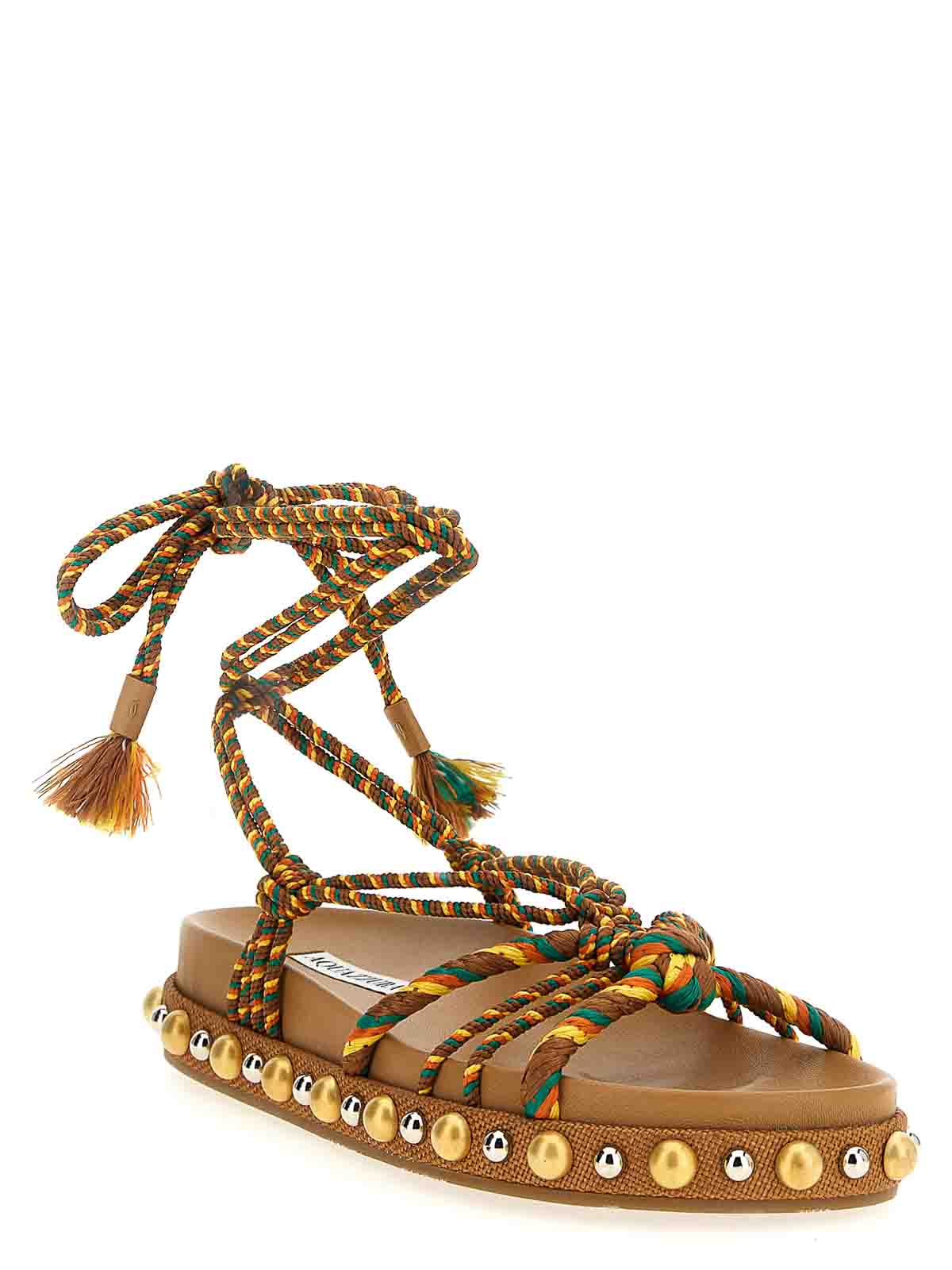 Aquazzura Exotic Rope Tassel Sandals In Multi