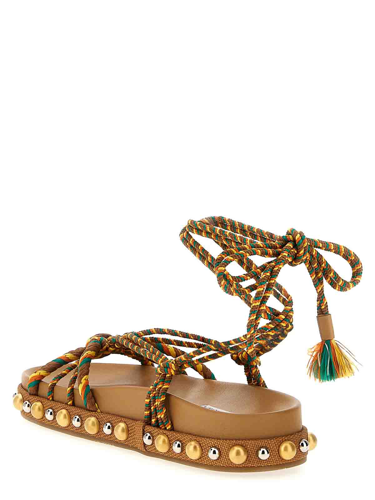 Aquazzura Exotic Rope Tassel Sandals In Multi