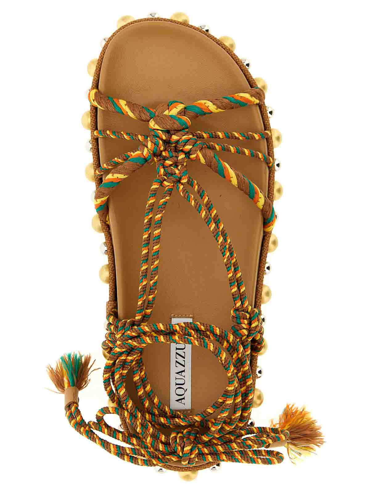 Aquazzura Exotic Rope Tassel Sandals In Multi
