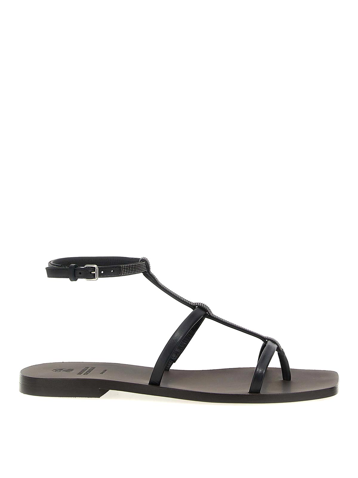 Brunello Cucinelli Precious Strap Sandals In Brown