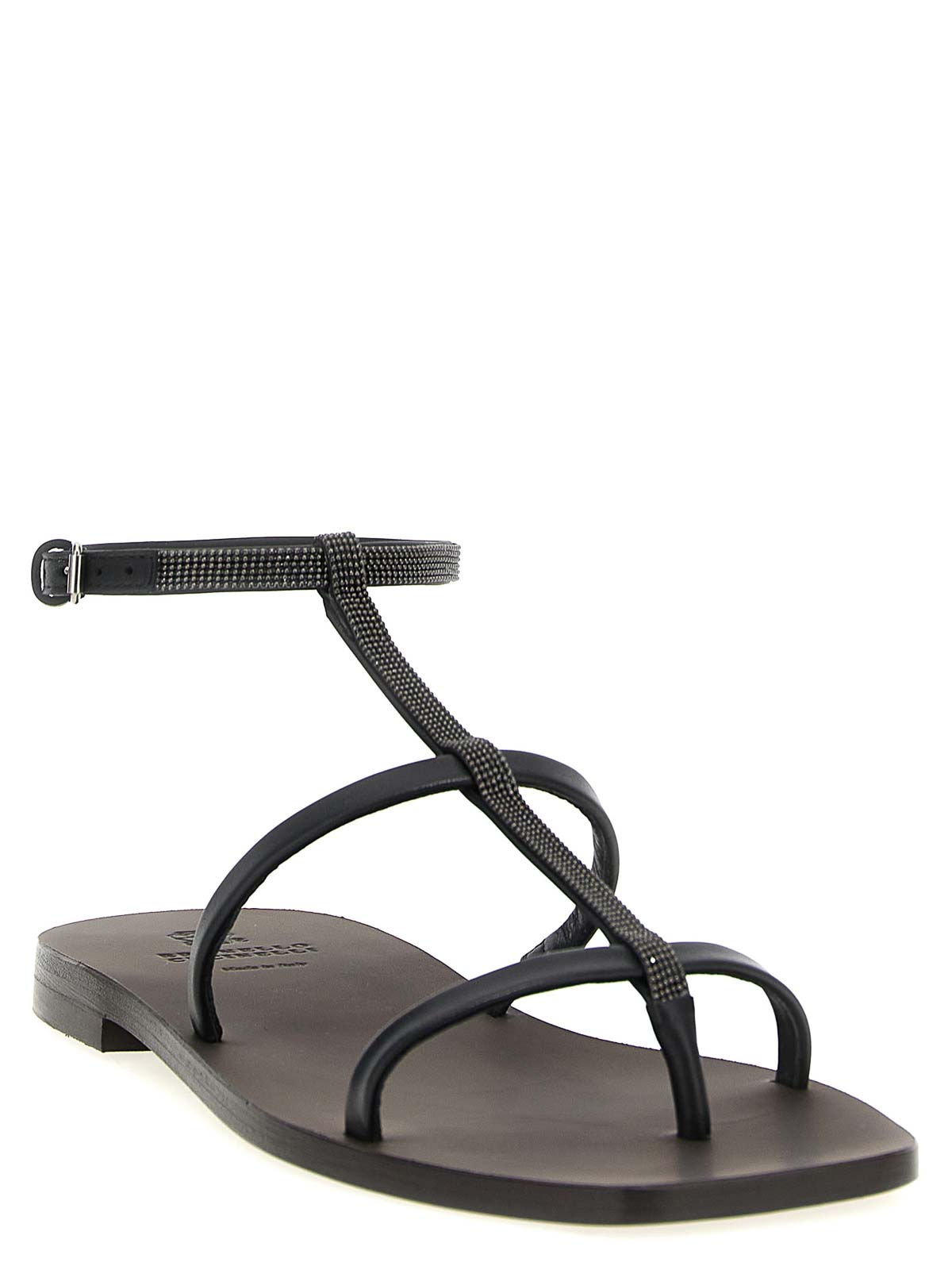 Brunello Cucinelli Precious Strap Sandals In Brown
