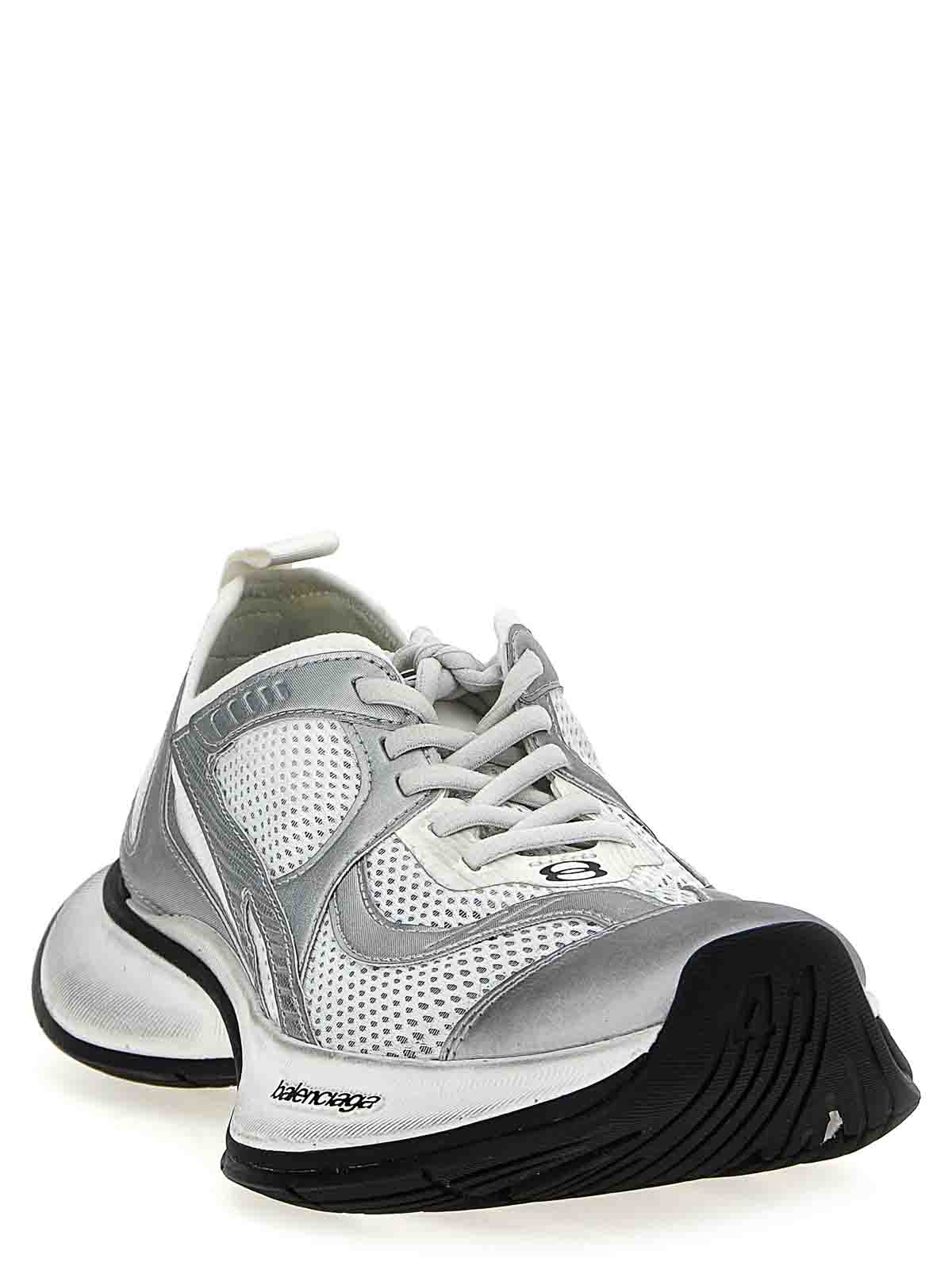 Balenciaga White And Silver Sneaker Circuit In Gray