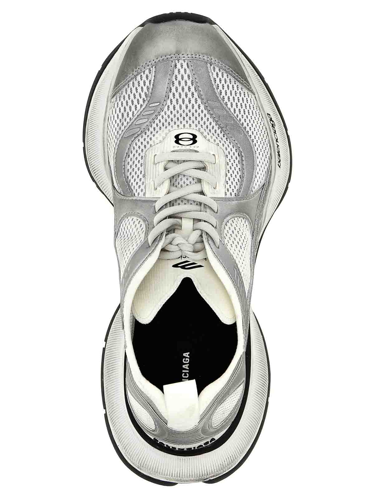 Balenciaga White And Silver Sneaker Circuit In Gray