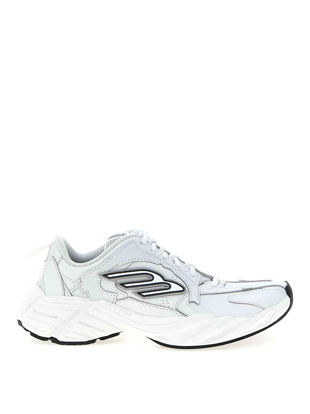 Balenciaga White Cowskin And Polyester Monday Shoe Sneakers In Blue
