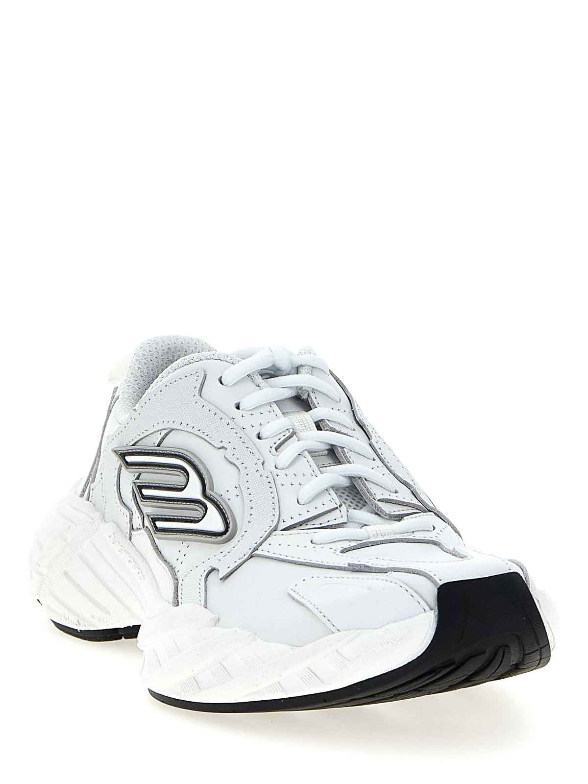 Balenciaga White Cowskin And Polyester Monday Shoe Sneakers In Blue