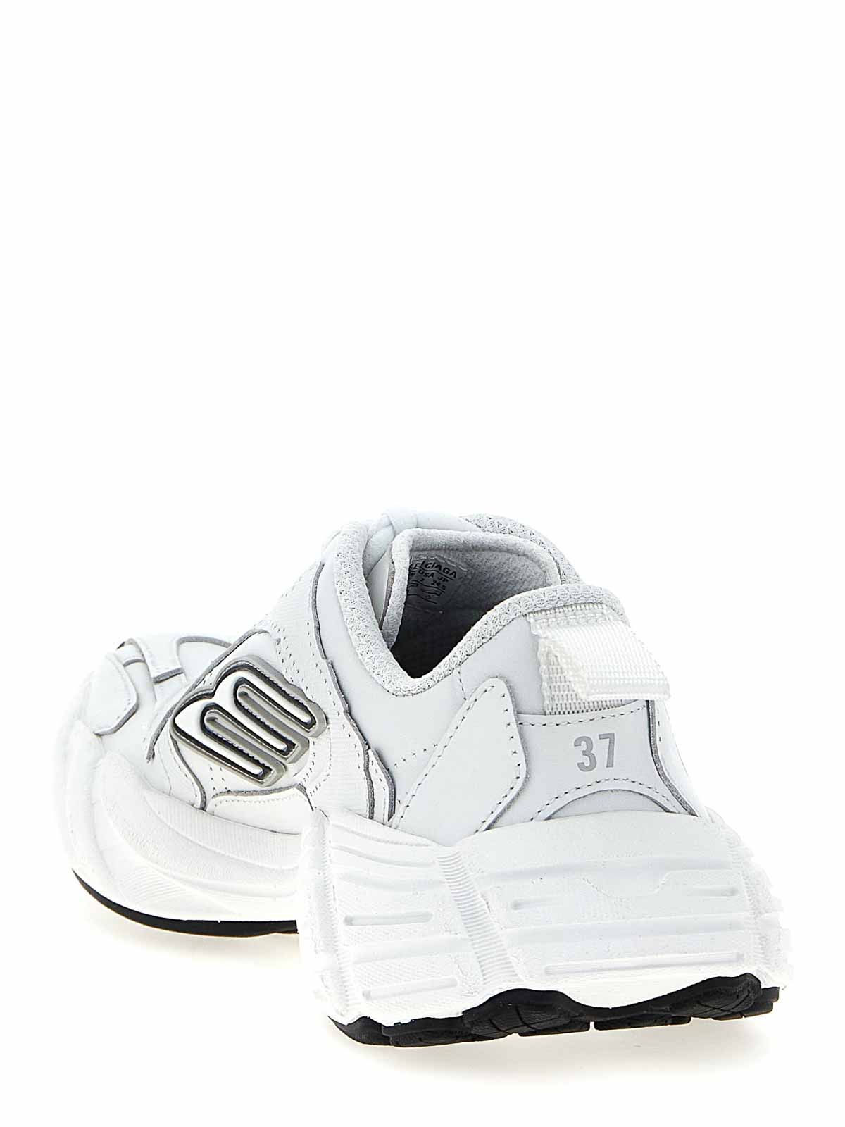Balenciaga White Cowskin And Polyester Monday Shoe Sneakers In Blue