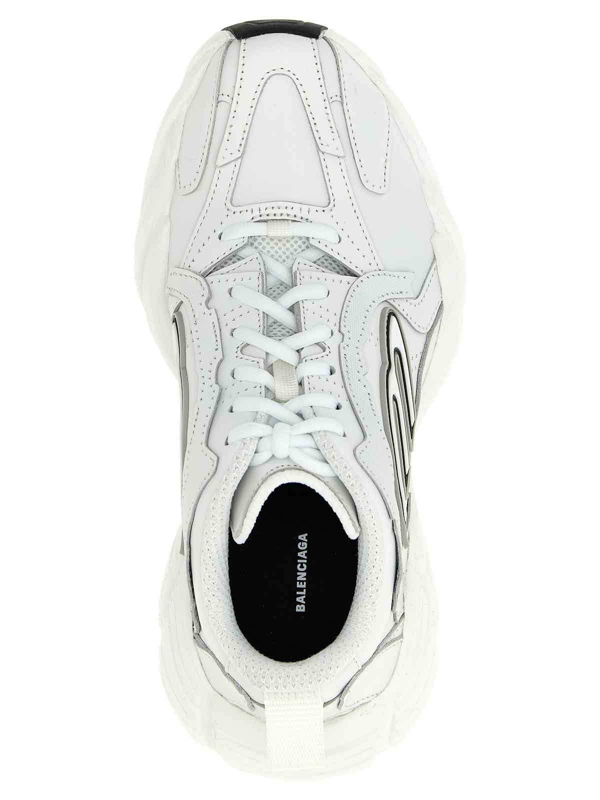 Balenciaga White Cowskin And Polyester Monday Shoe Sneakers In Blue