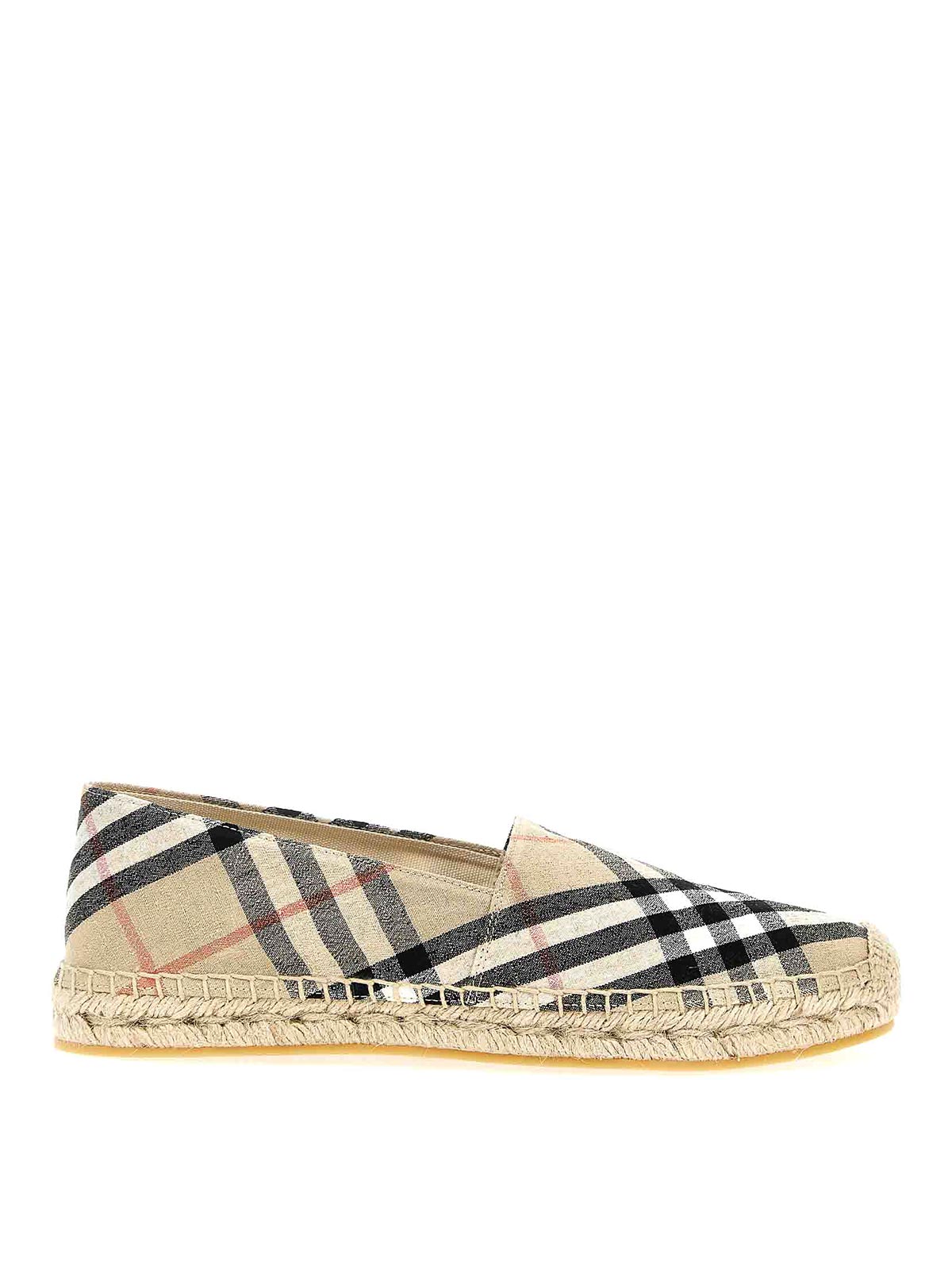 Burberry Canvas Check Pattern Espadrilles With Round Toe In Neutral