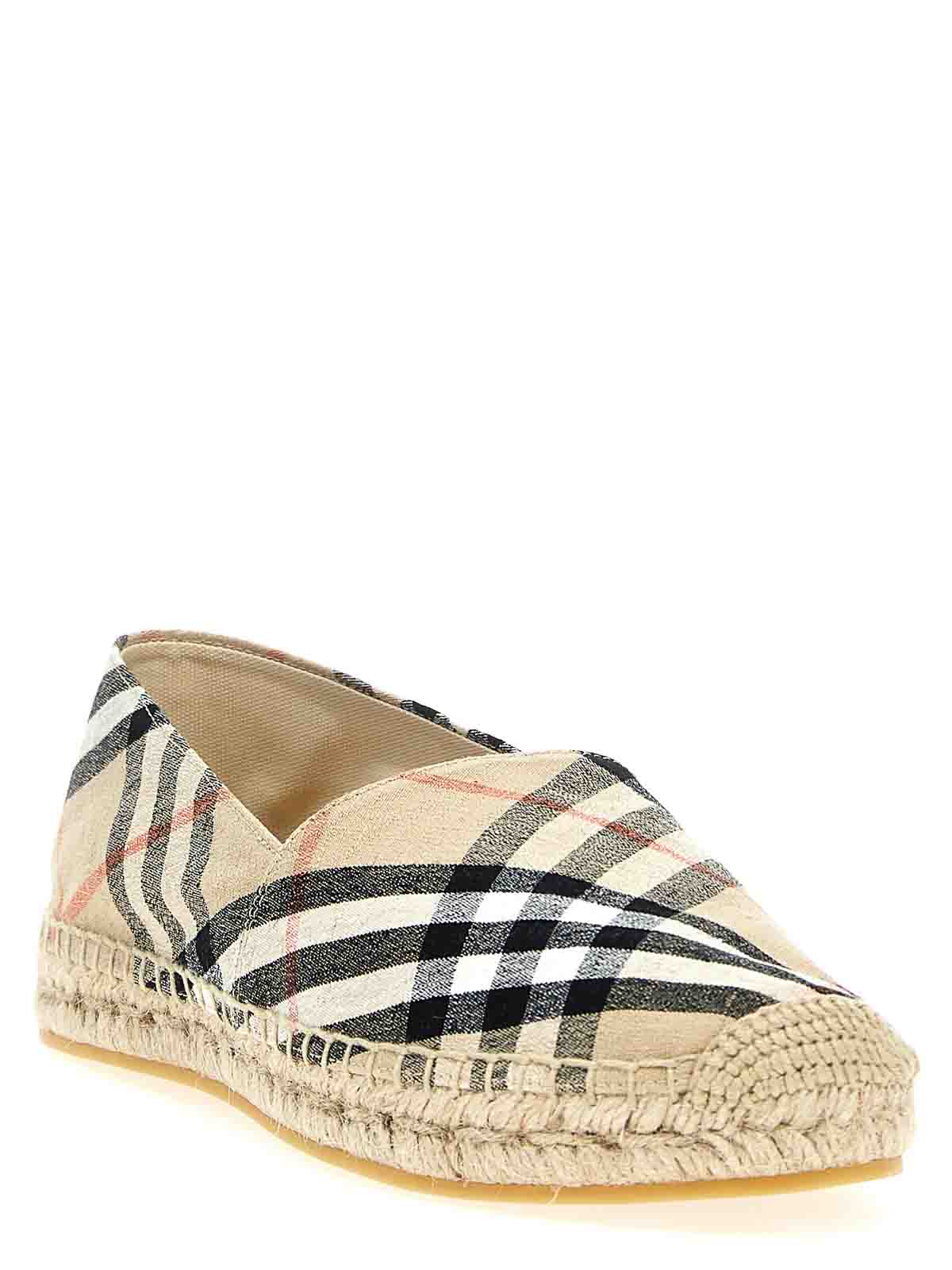 Burberry Canvas Check Pattern Espadrilles With Round Toe In Neutral