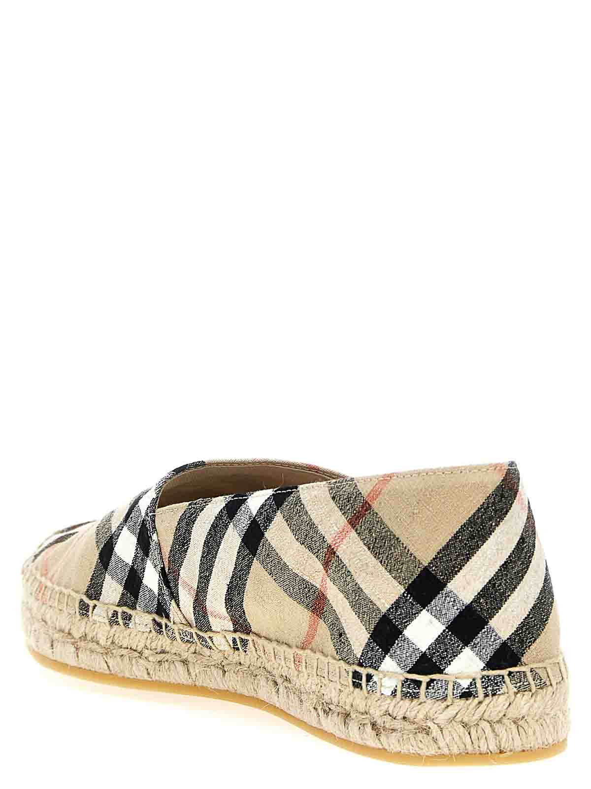 Burberry Canvas Check Pattern Espadrilles With Round Toe In Neutral