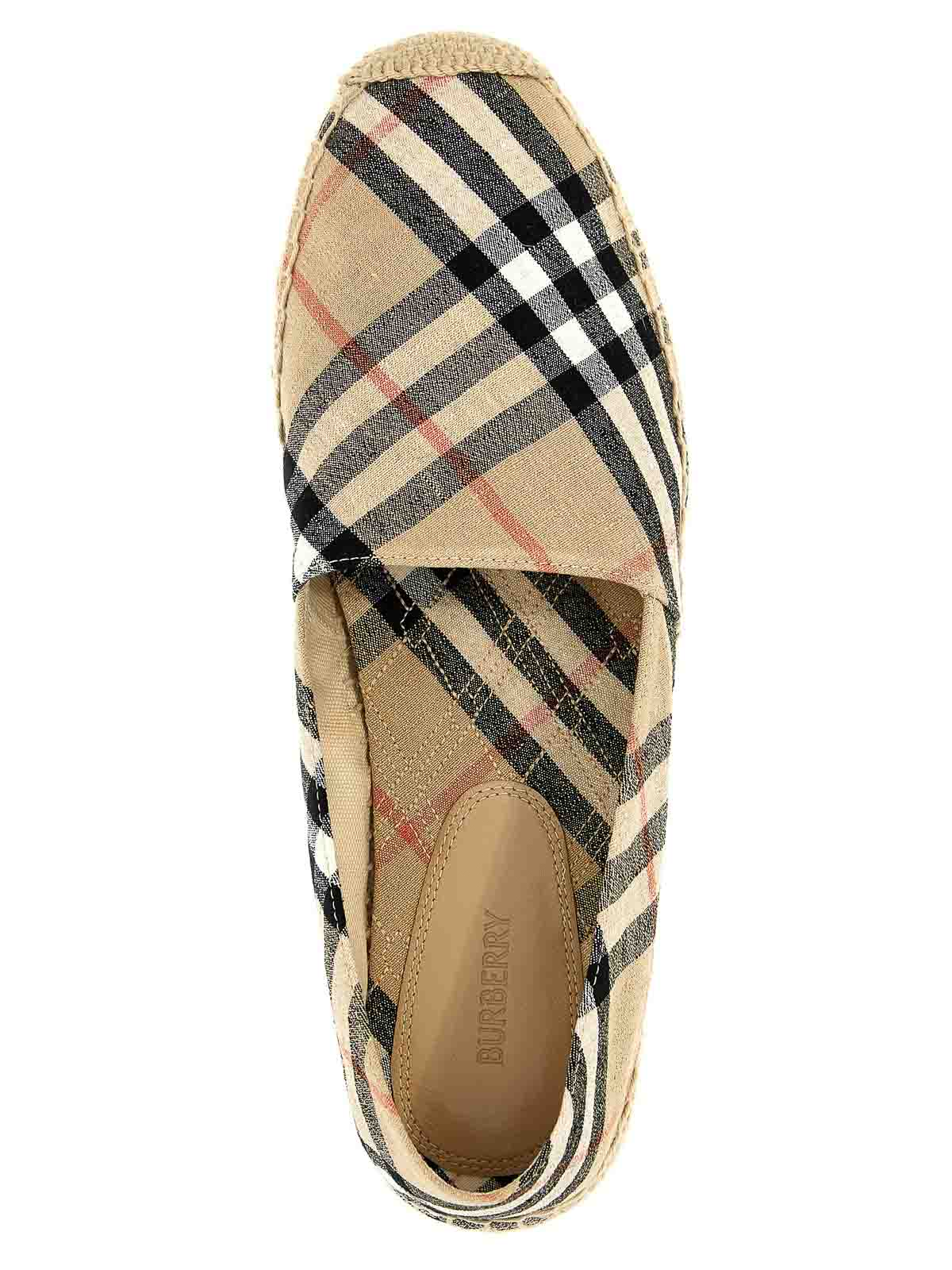Burberry Canvas Check Pattern Espadrilles With Round Toe In Neutral