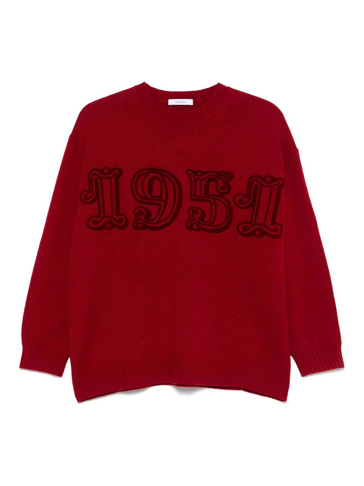 Max Mara Logo Wool And Cashmere Jumper In Red