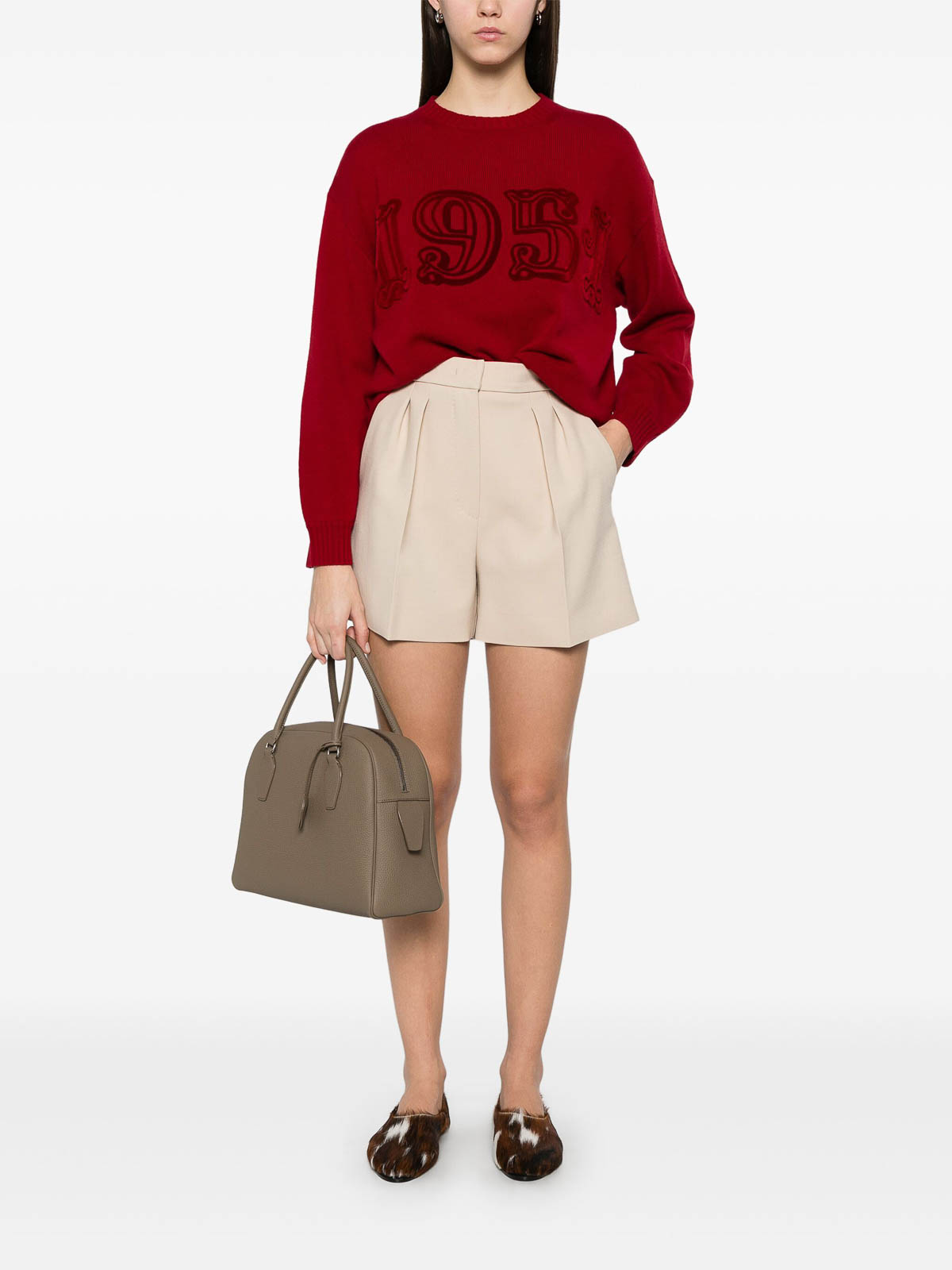 Max Mara Logo Wool And Cashmere Jumper In Red