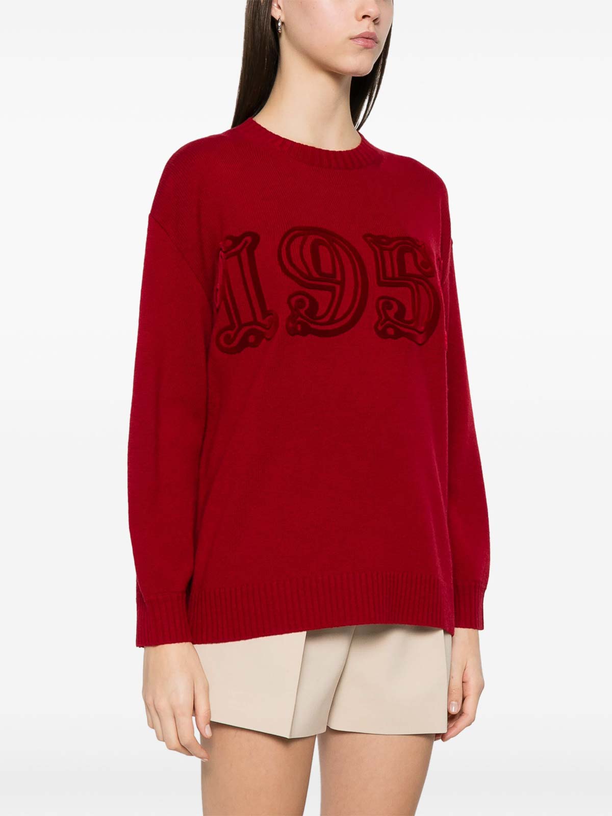 Max Mara Logo Wool And Cashmere Jumper In Red