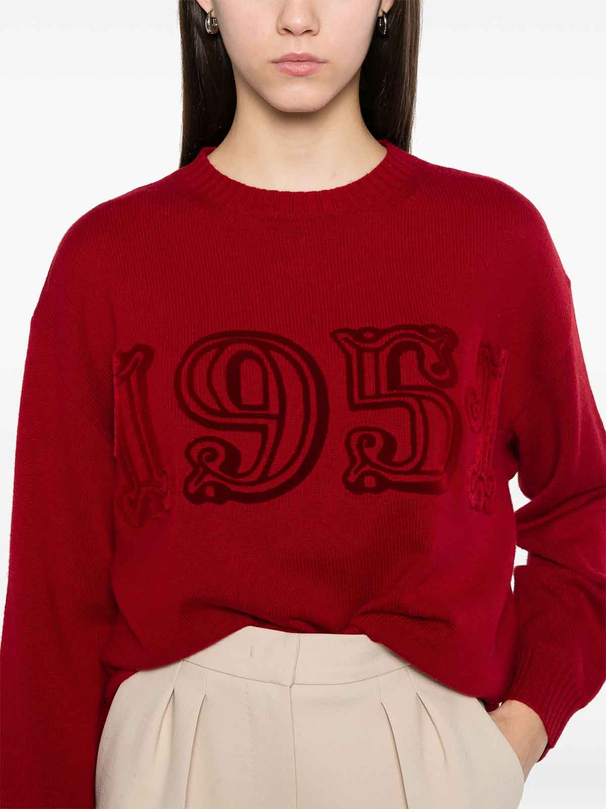 Max Mara Logo Wool And Cashmere Jumper In Red