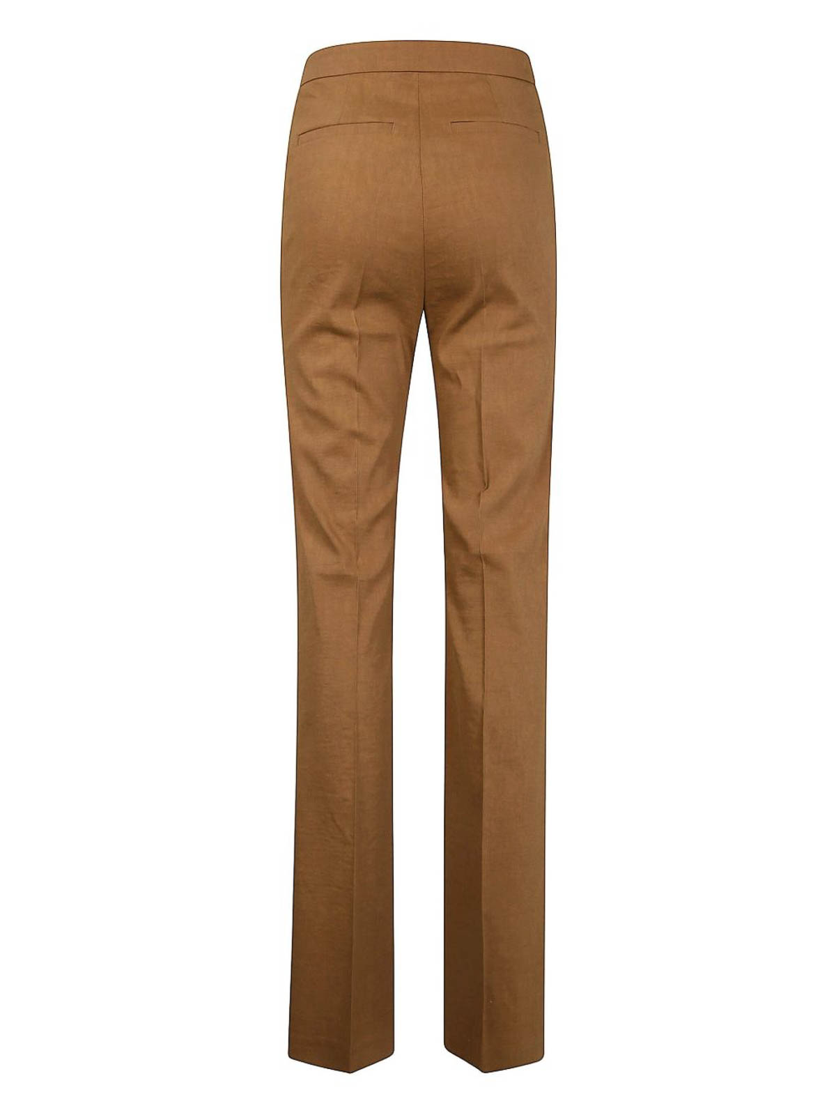 Pinko High-waisted Straight-leg Trousers In Viscose Blend In Brown