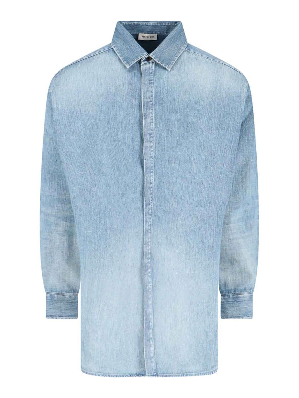 Fear Of God Relaxed Fit Denim Shirt With Classic Collar In Blue