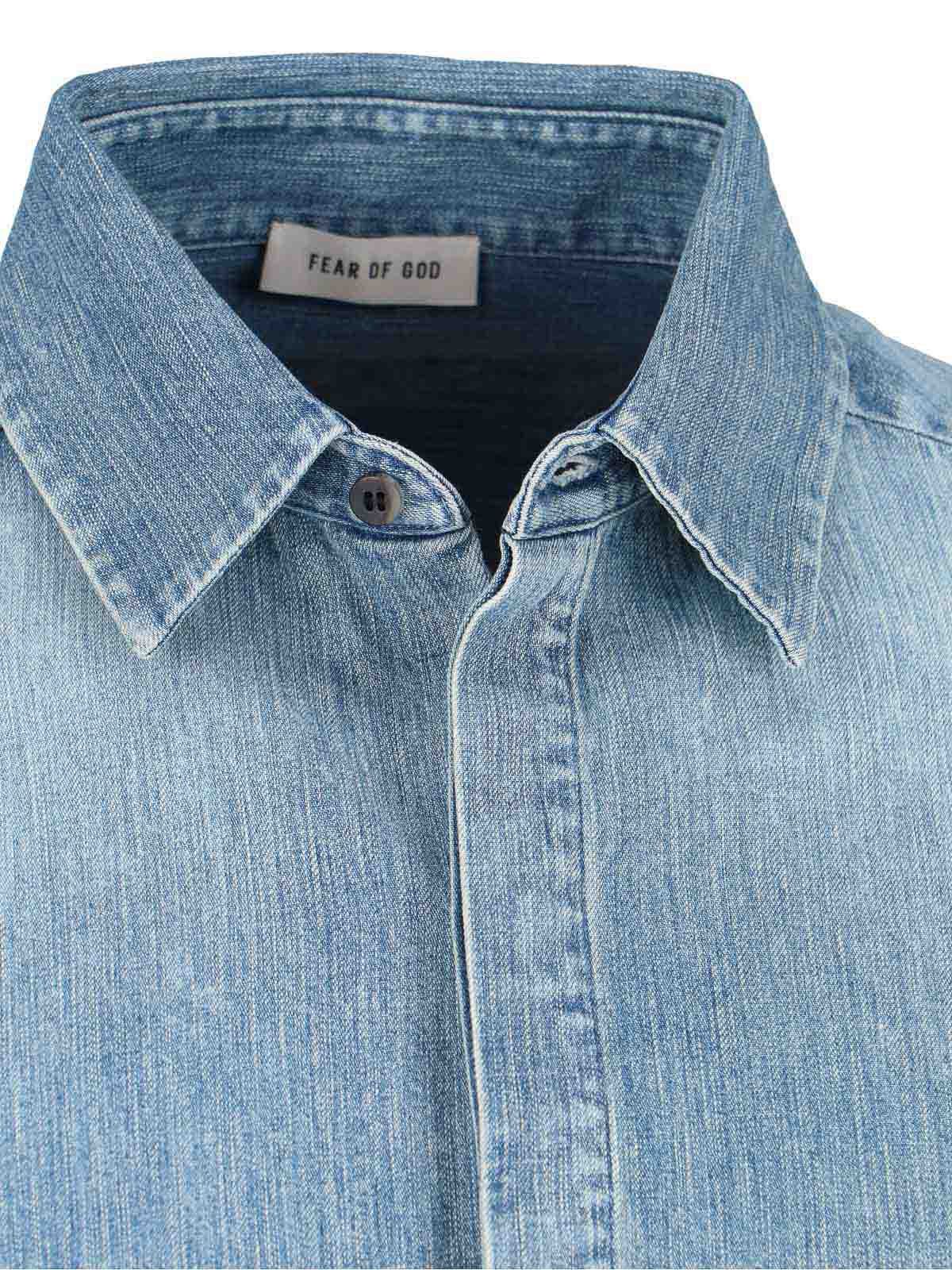 Fear Of God Relaxed Fit Denim Shirt With Classic Collar In Blue