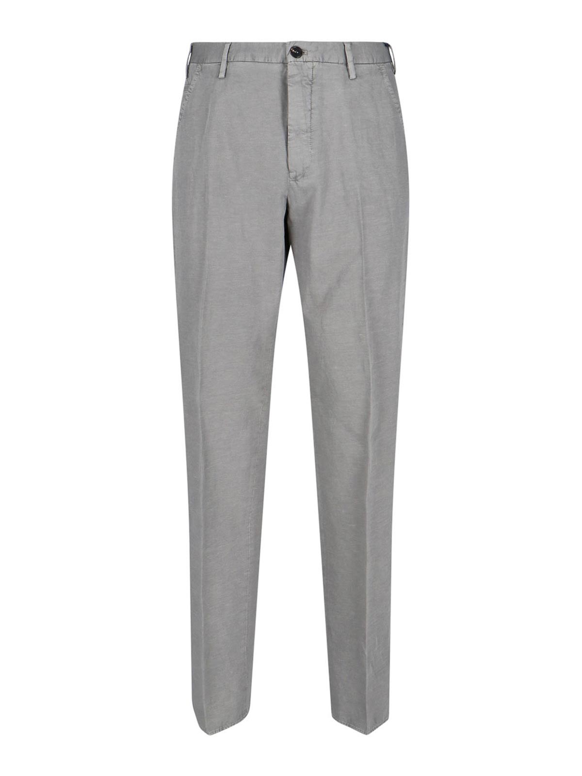 Incotex High-waisted Grey Chino Pants With Straight Leg Design In Gray