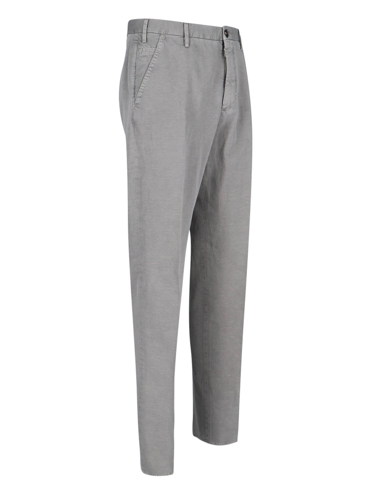 Incotex High-waisted Grey Chino Pants With Straight Leg Design In Gray