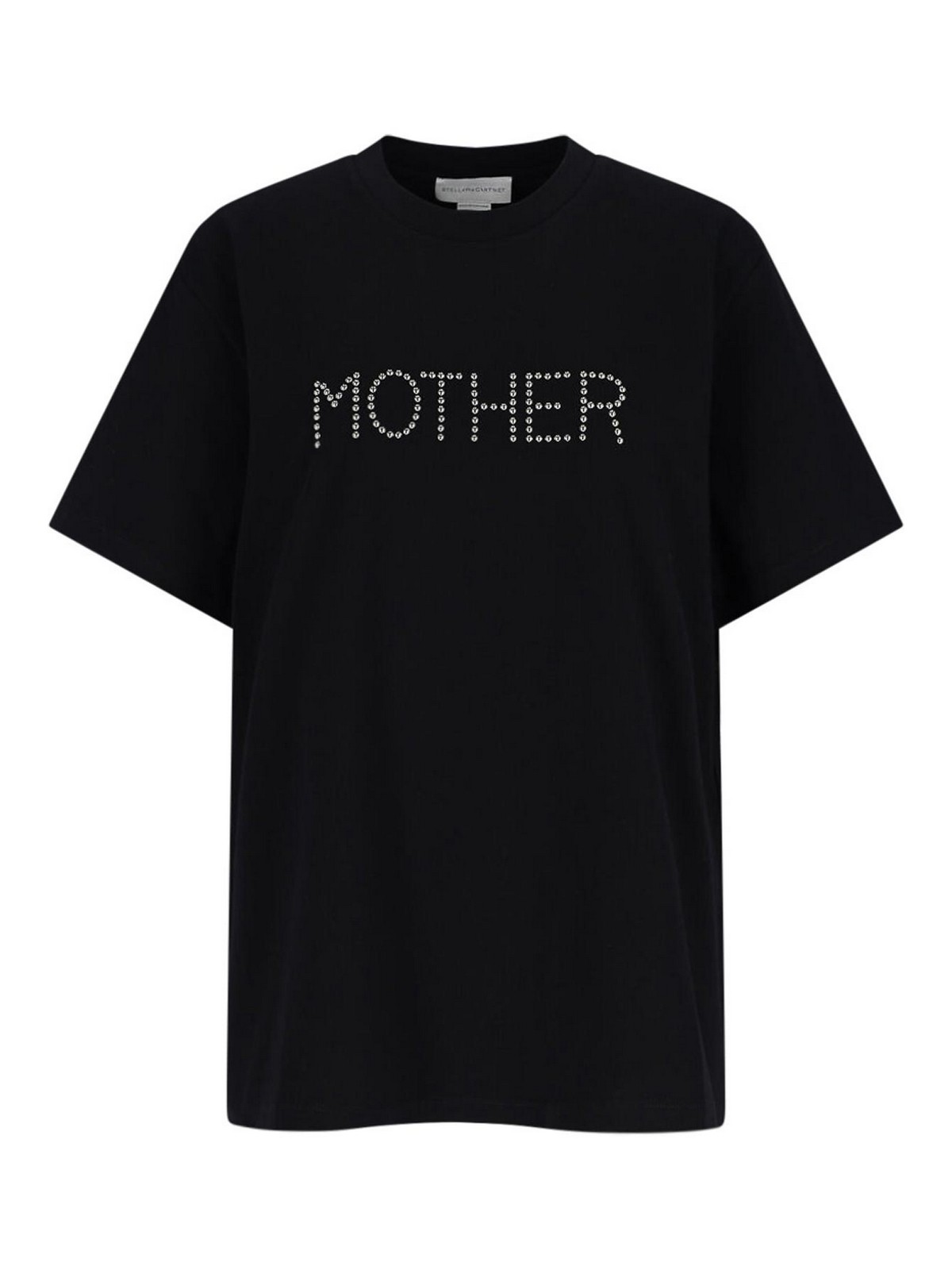 Stella Mccartney Crew Neck Studded Lettering Top In Black