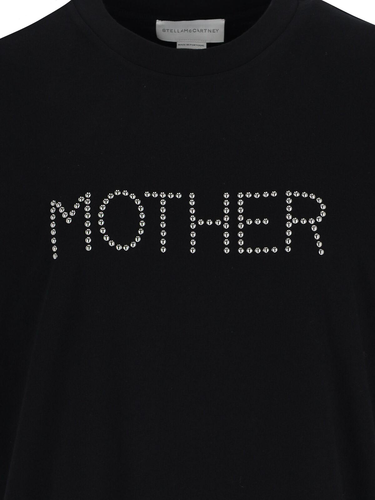 Stella Mccartney Crew Neck Studded Lettering Top In Black