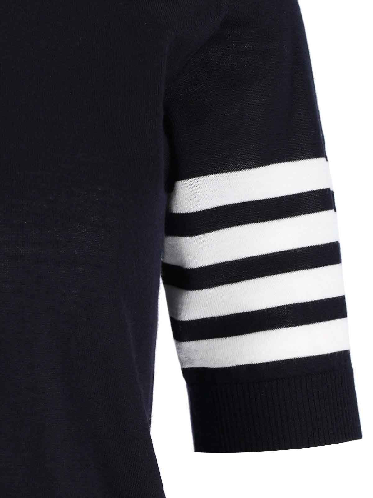 Thom Browne Ribbed Hem Crewneck Short Sleeves Striped Sleeve