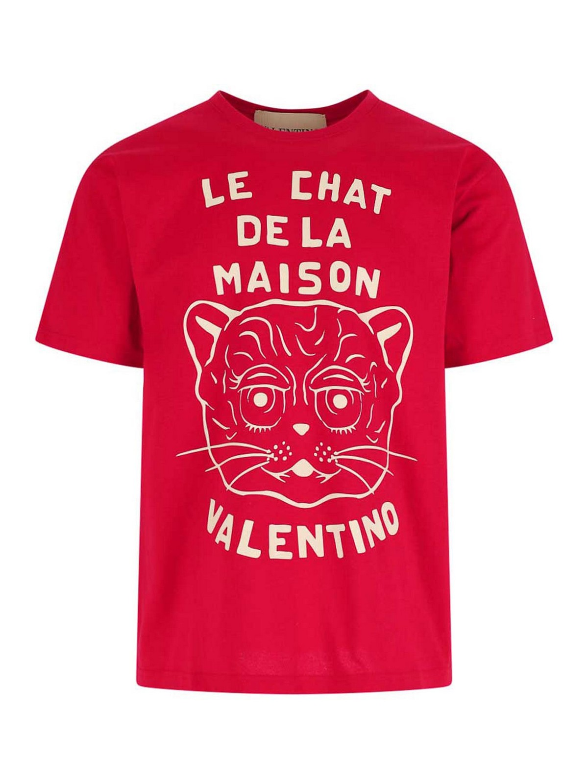 Valentino Garavani T-shirt With Le Chat De La Maison Print In Red