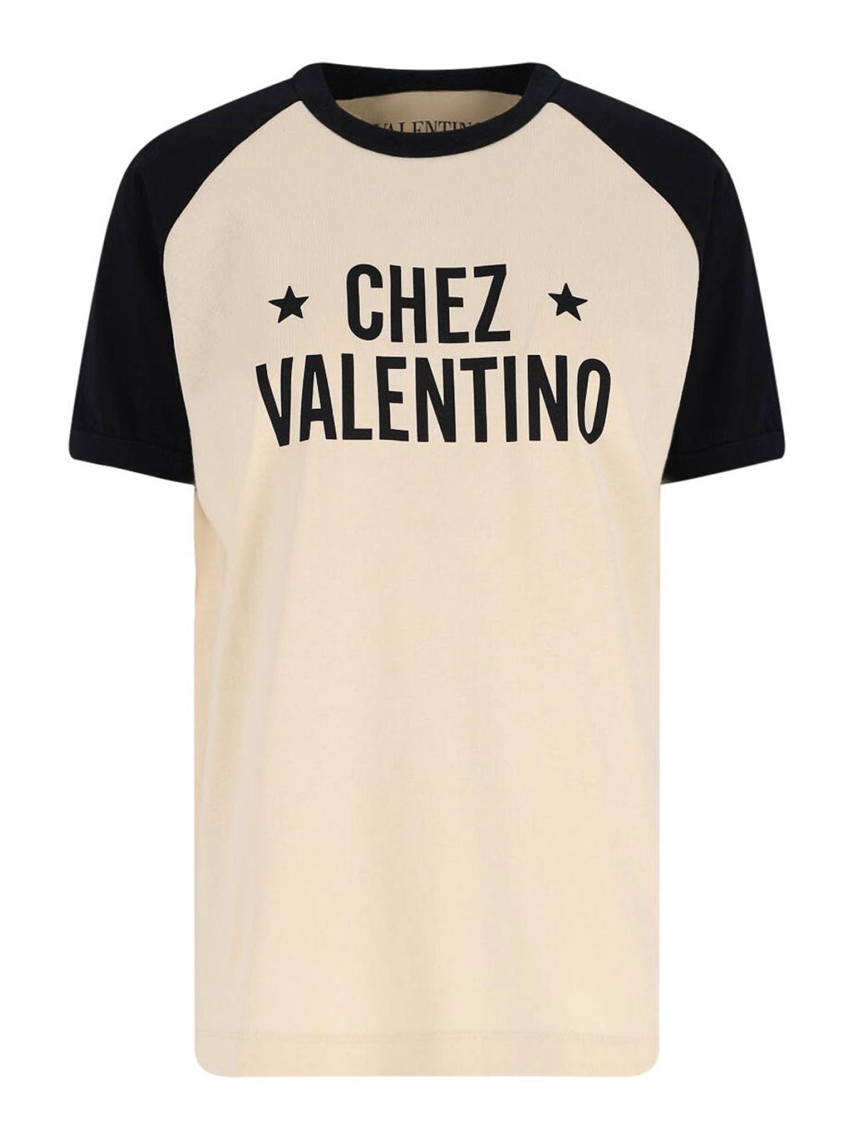 Valentino Sleeve Contrast Graphic Print Crew Neck In Neutral