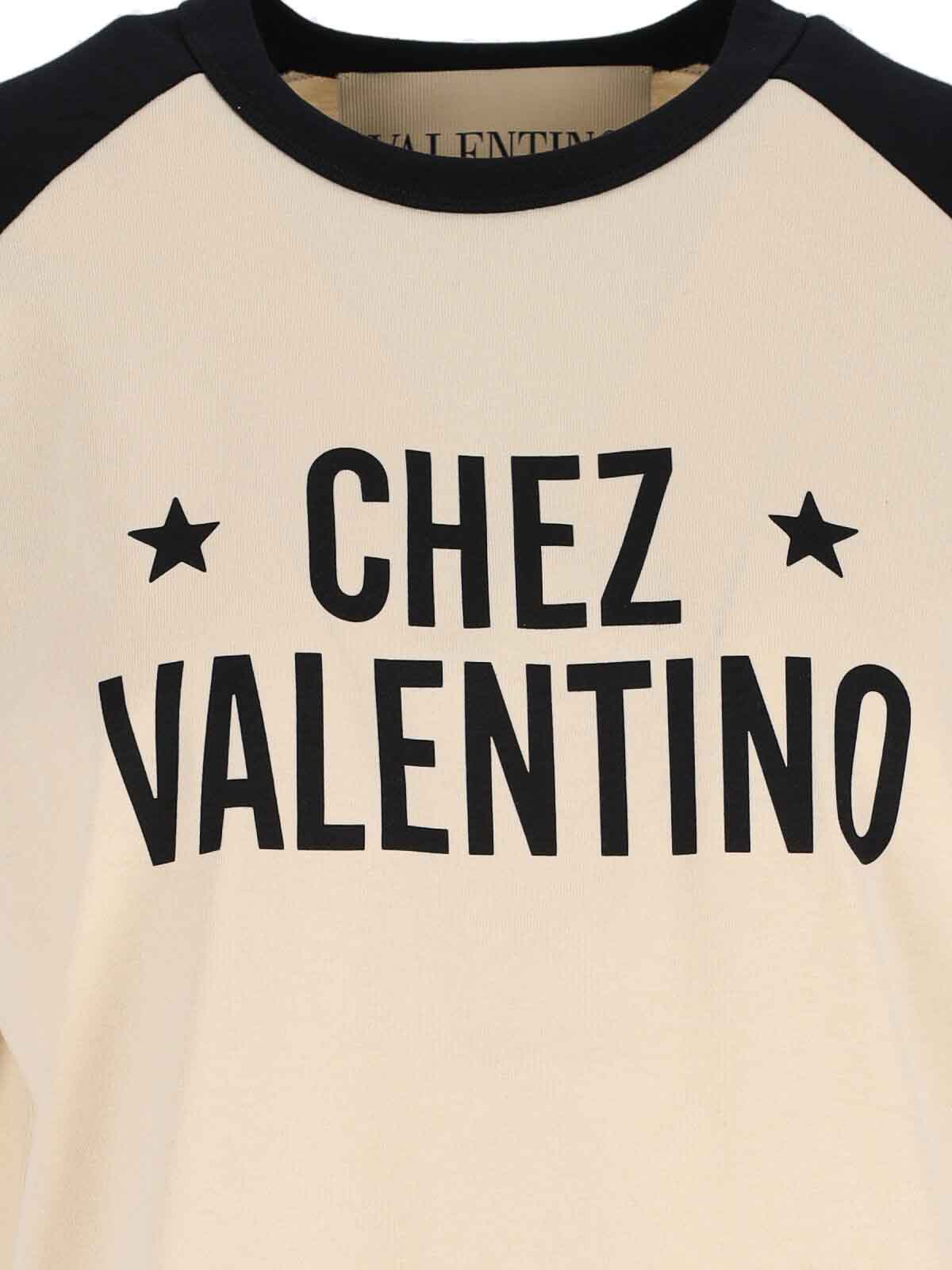 Valentino Sleeve Contrast Graphic Print Crew Neck In Neutral