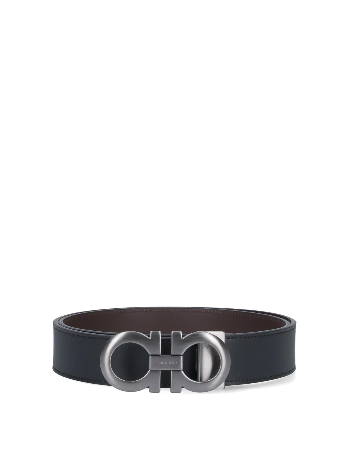Ferragamo Gancini Reversible Belt In Black