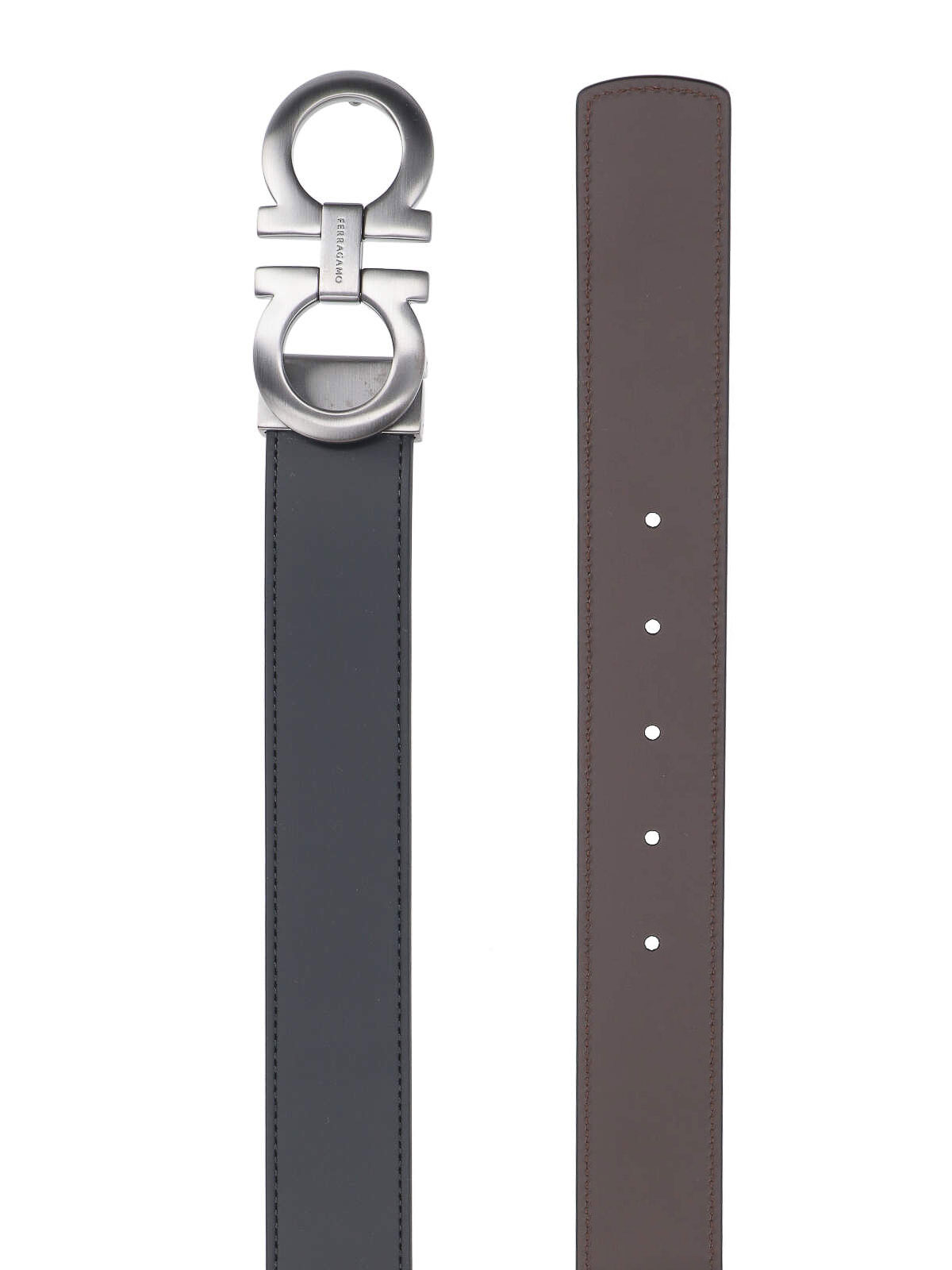 Ferragamo Gancini Reversible Belt In Black