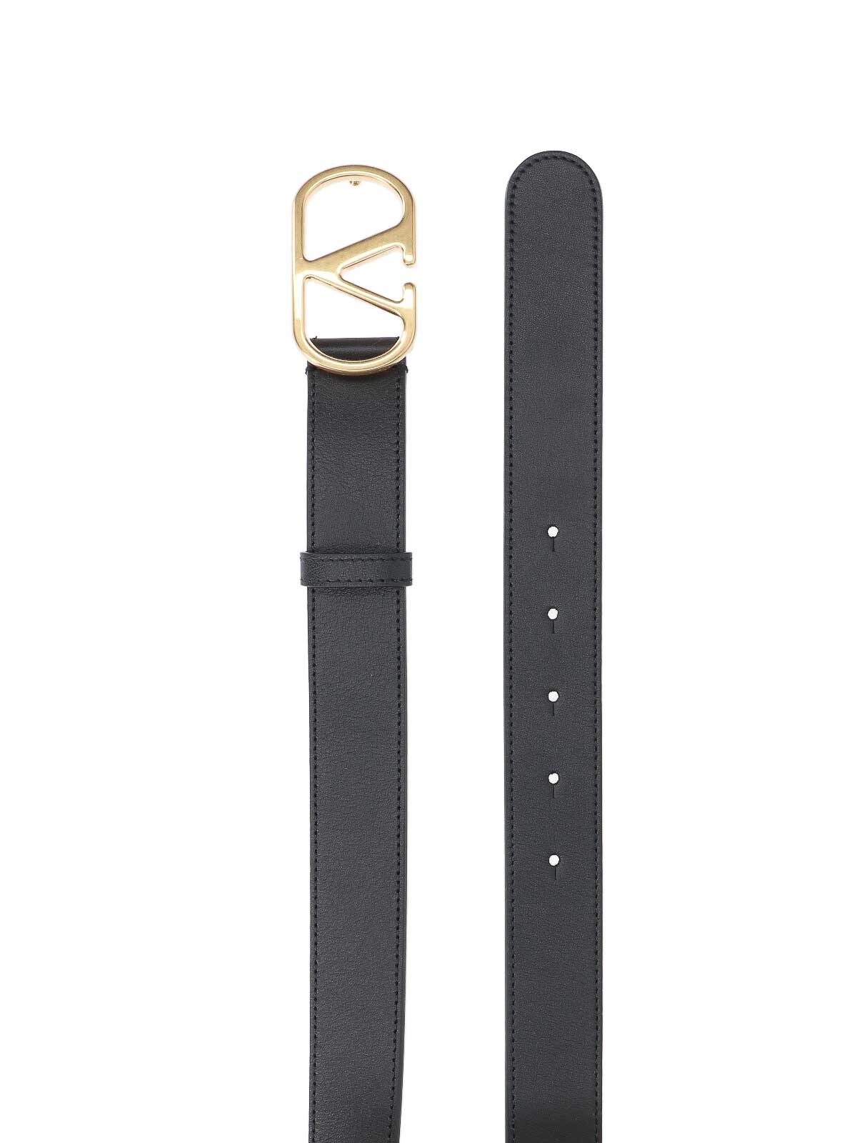 Valentino Adjustable Length Gold-tone Buckle Belts In Black