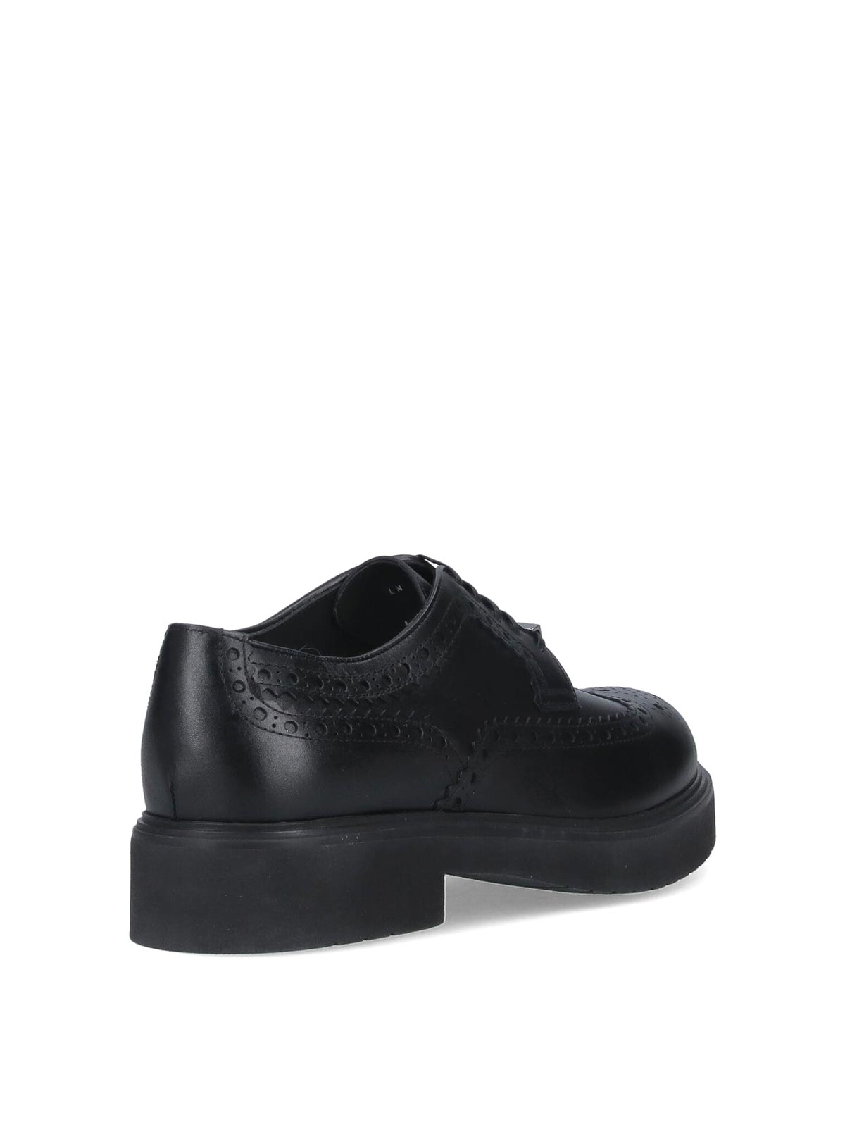Ferragamo Logo Derby Shoes In Brown Leather Brogue In Black