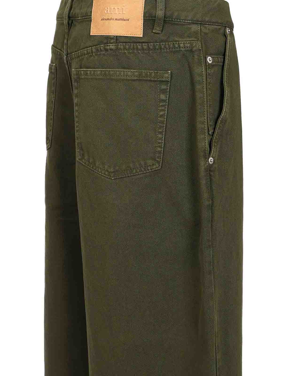 Ami Alexandre Mattiussi Belt-loop Casual Pants In Green