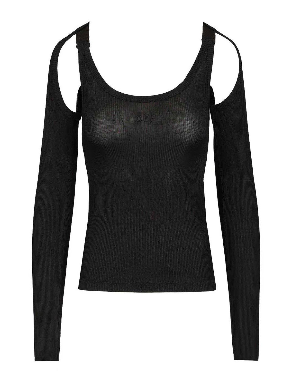 Off-white Black Ribbed Top Tops Black