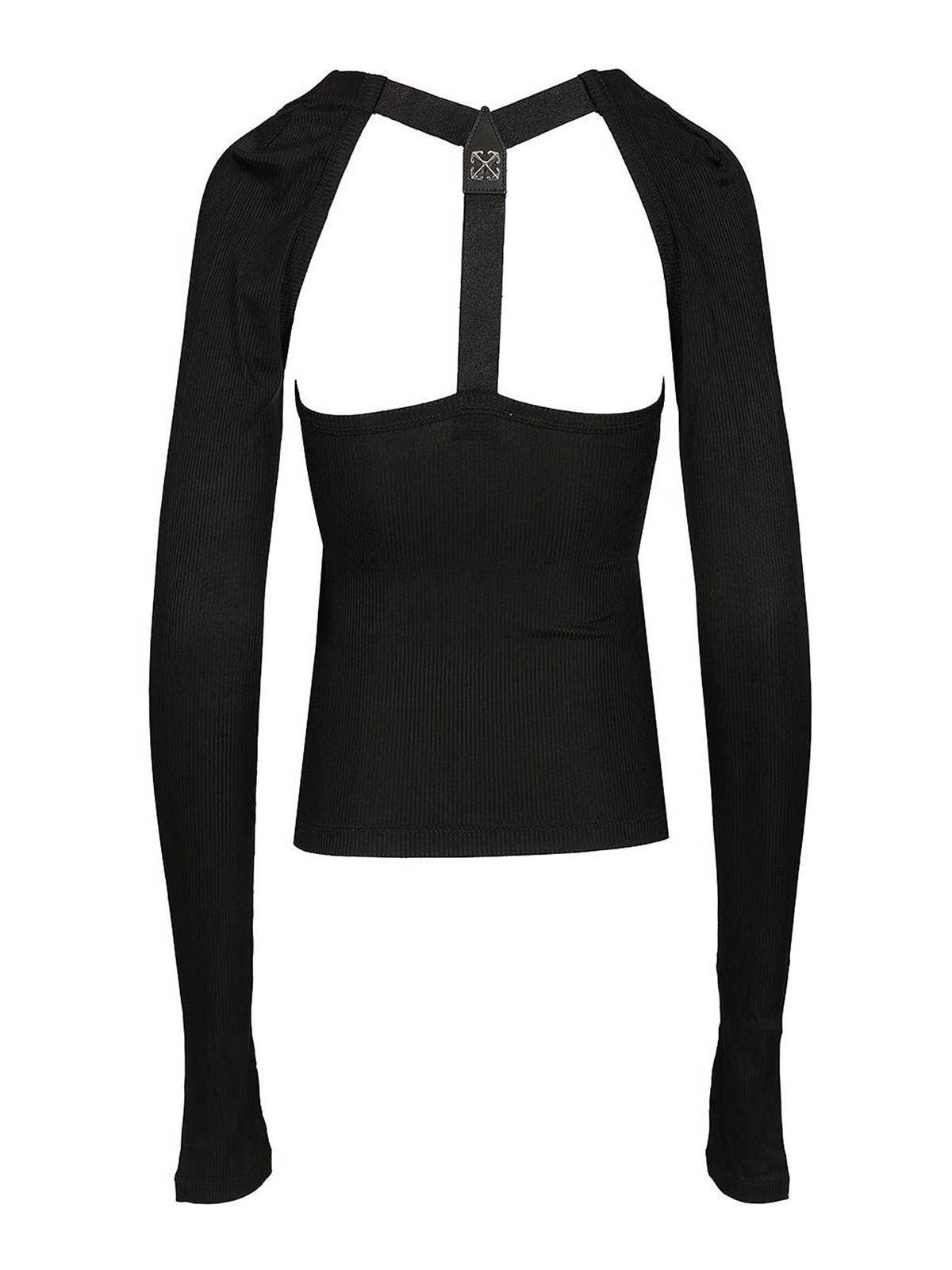 Off-white Black Ribbed Top Tops Black