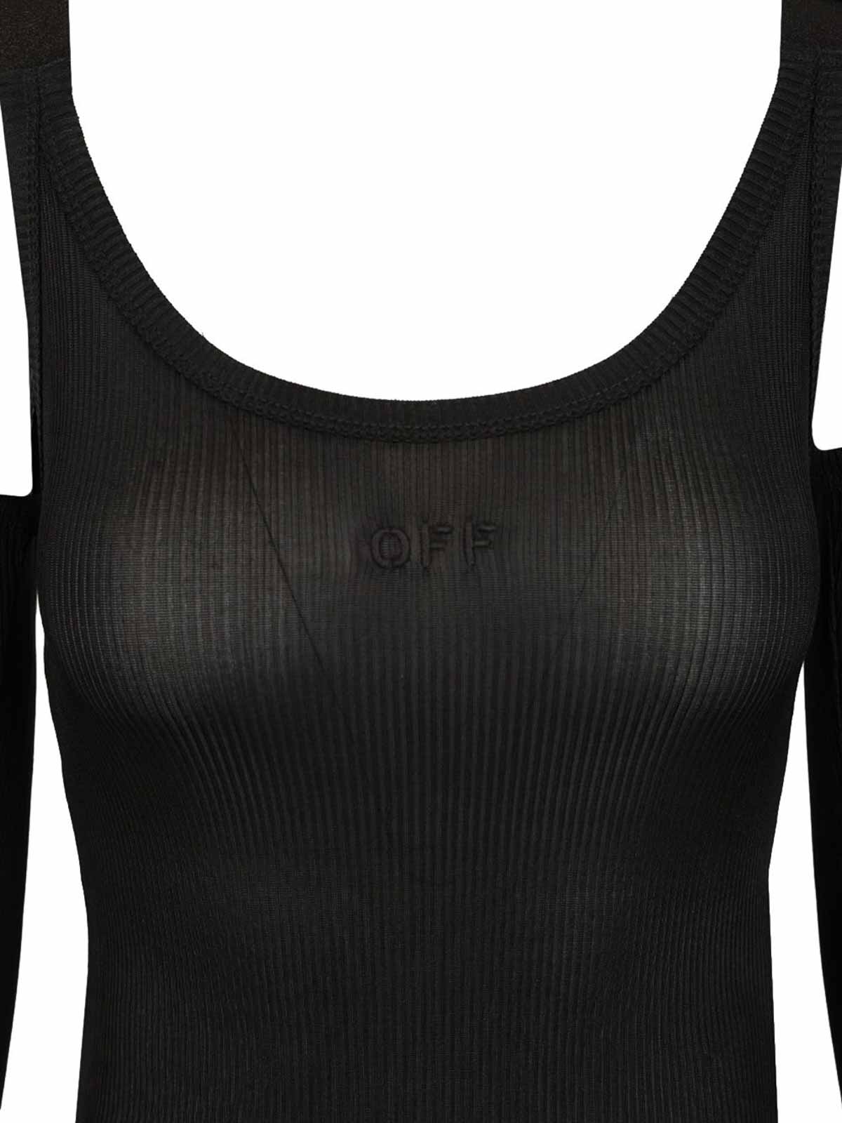 Off-white Black Ribbed Top Tops Black