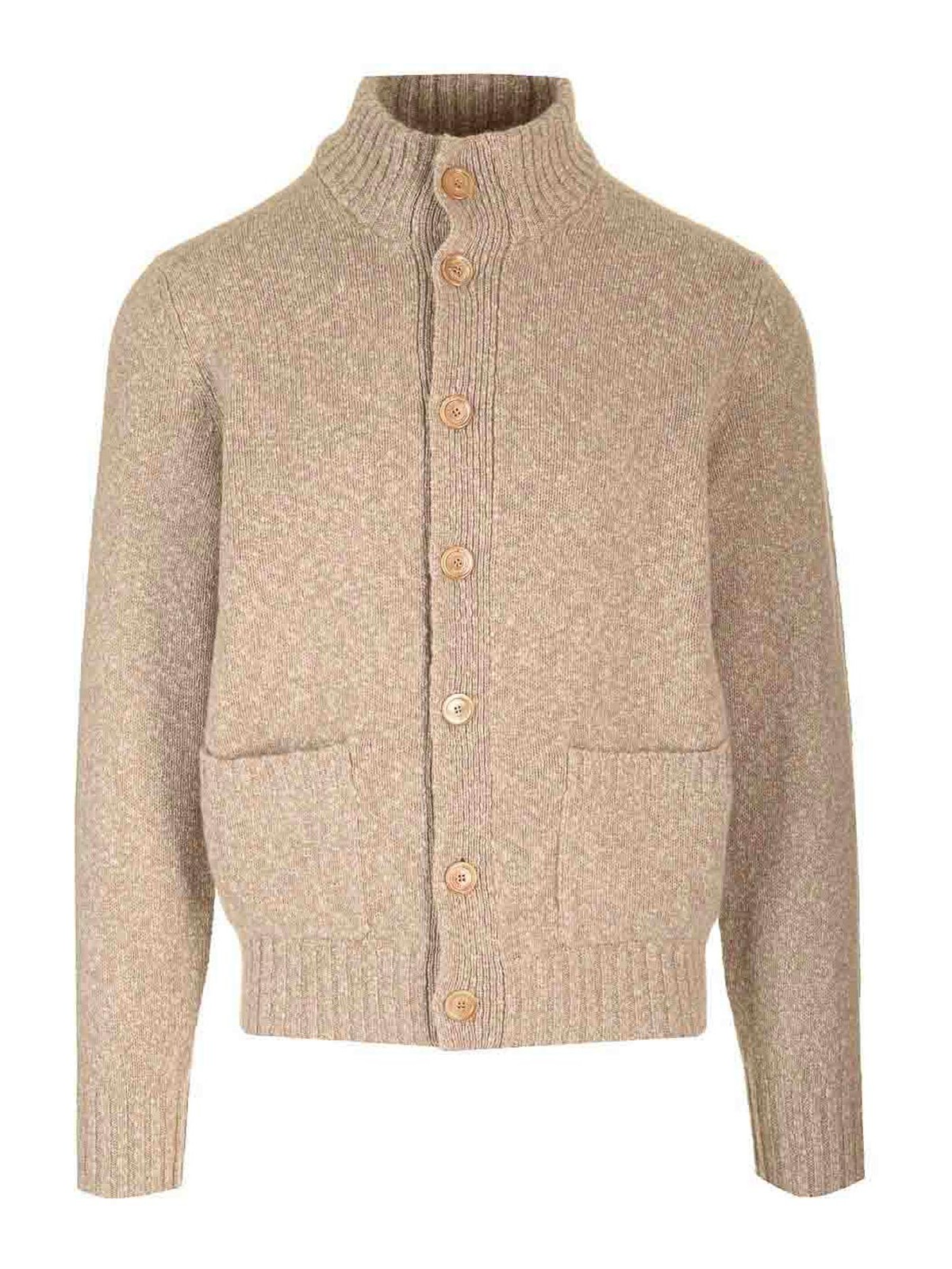 Brunello Cucinelli Wool Cardigan Jackets Beige In Neutral