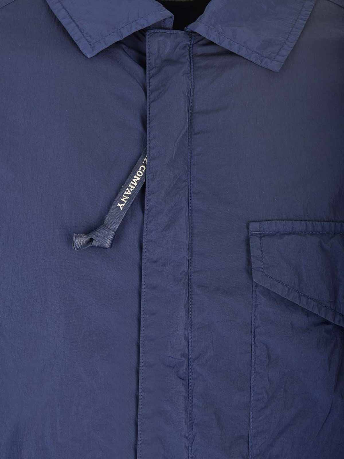 C.p. Company Overshirt In Chrome-r Recycled Nylon Jackets Blue In Blue