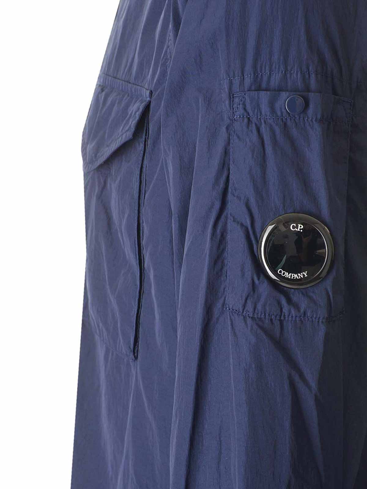 C.p. Company Overshirt In Chrome-r Recycled Nylon Jackets Blue In Blue