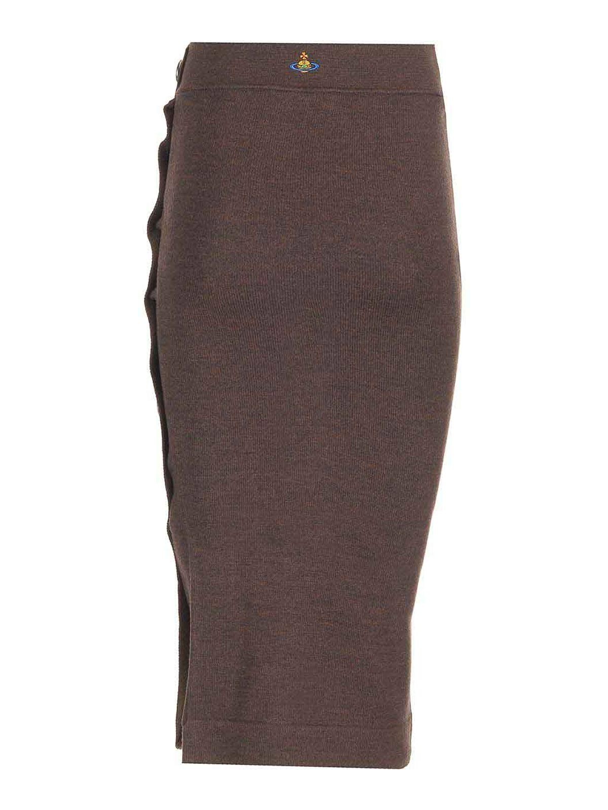 Vivienne Westwood Pamela Knitted Wool Midi Skirt In Burgundy