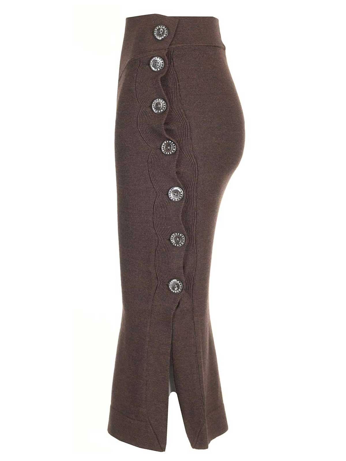 Vivienne Westwood Pamela Knitted Wool Midi Skirt In Burgundy